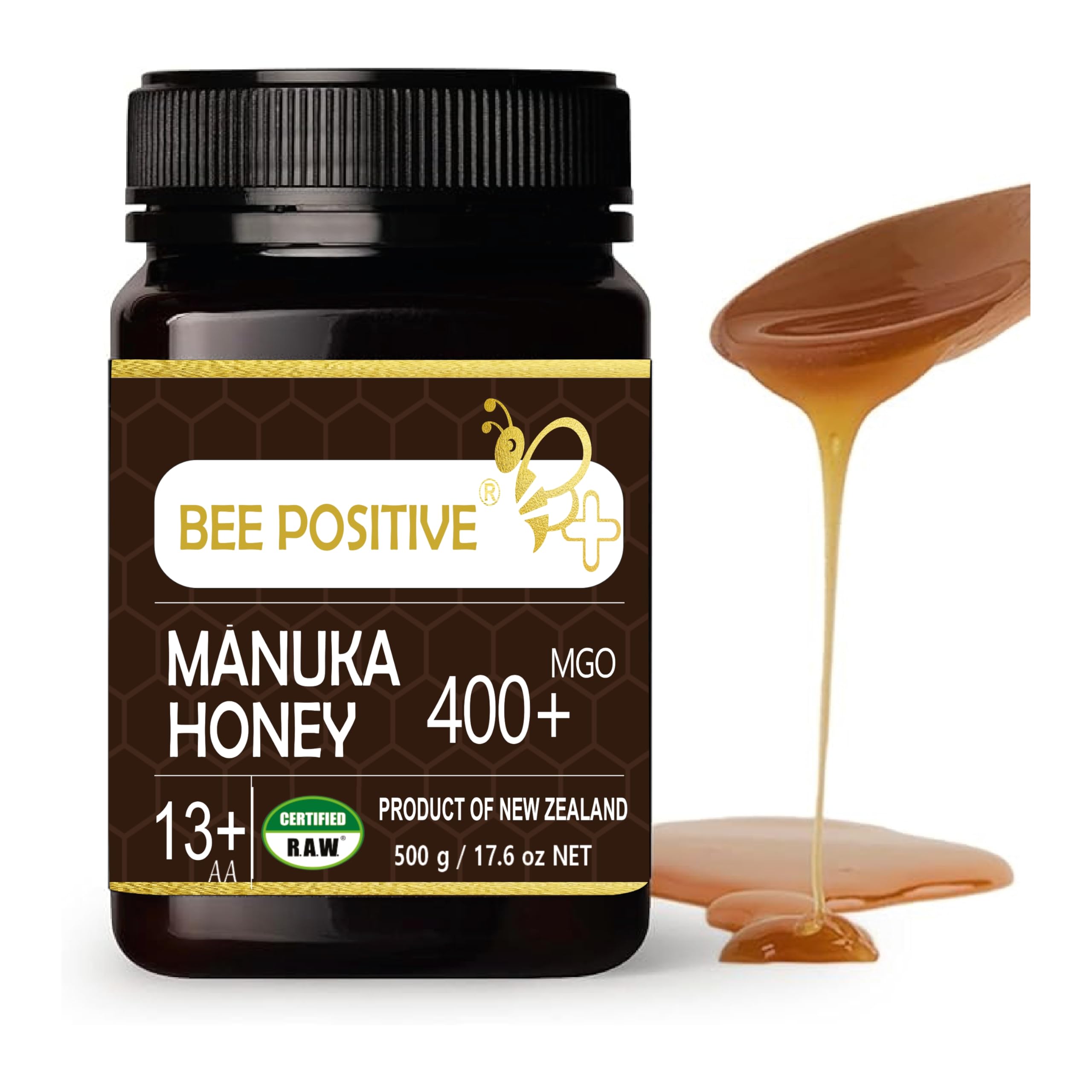 Certified MGO 400+ RAW Manuka Honey | Premium Grade 13+ | 100% Natural Pure Organic New Zealand Honey | Unprocessed & Unpasteurized | Packed in New Zealand by BEE POSITIVE | (500G)-image-7