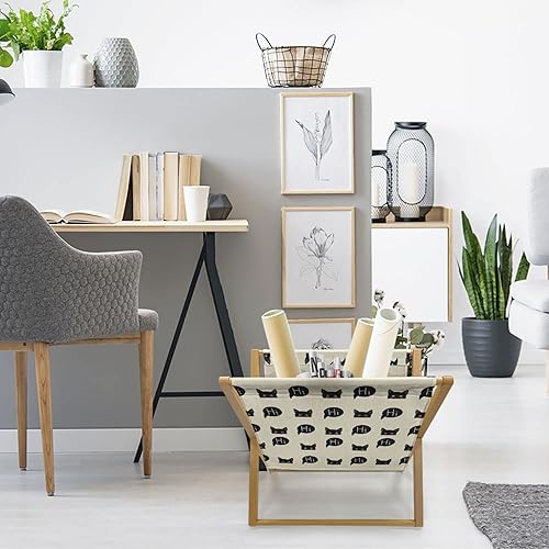 Miniatura 4 de Ambesonne Cat Magazine and Book Holder, Young Black Kitties Sneaking on and Saying Hi and Playful Domestic Pets, Floor Rack Decor for Interior of