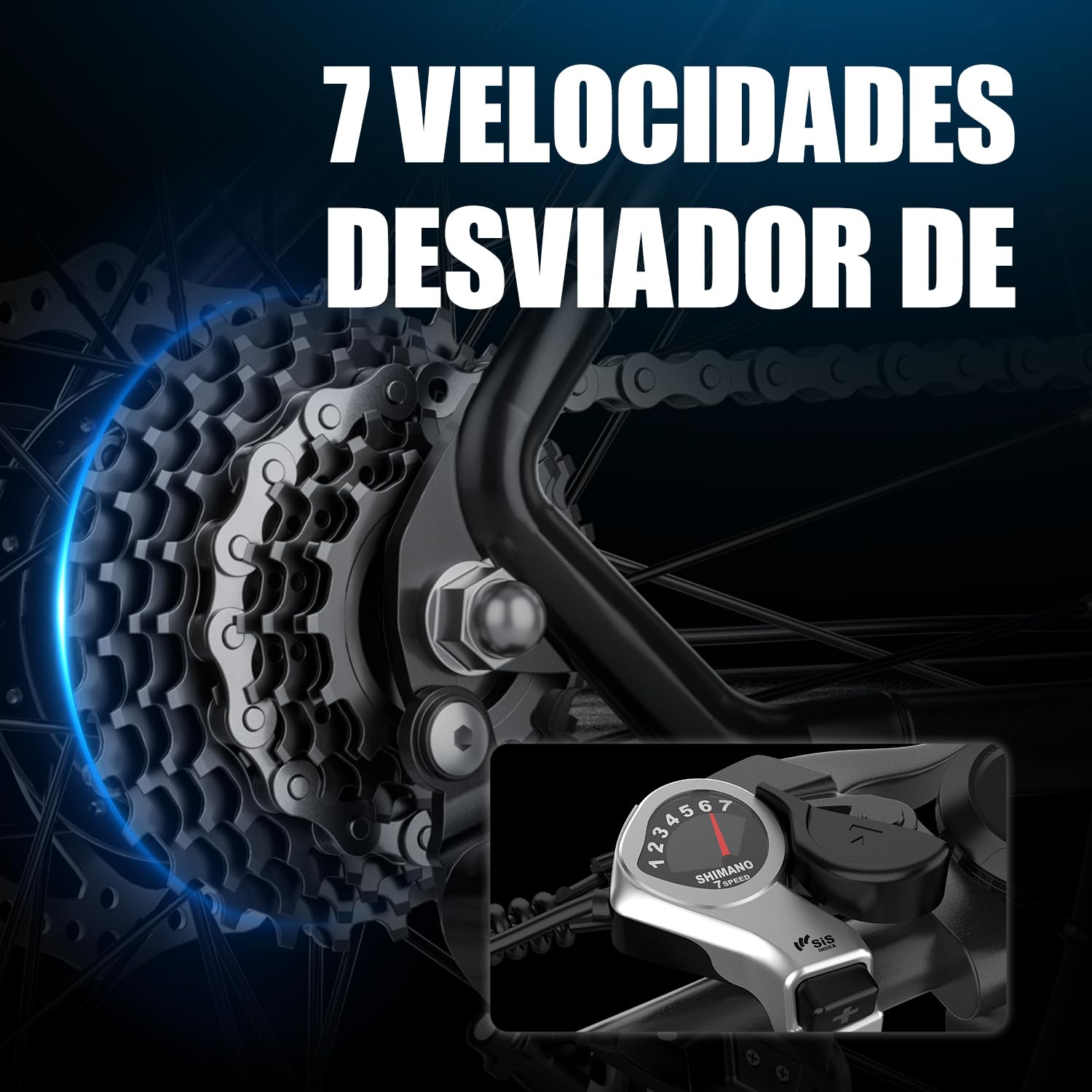Q7 Bicicleta eléctrica de 66 cm para adultos, 25 km/h 250 W, bicicleta de montaña con rango de 75 km y batería extraíble de 36 V 10 AH, bicicleta eléctrica de 7 velocidades para adultos y