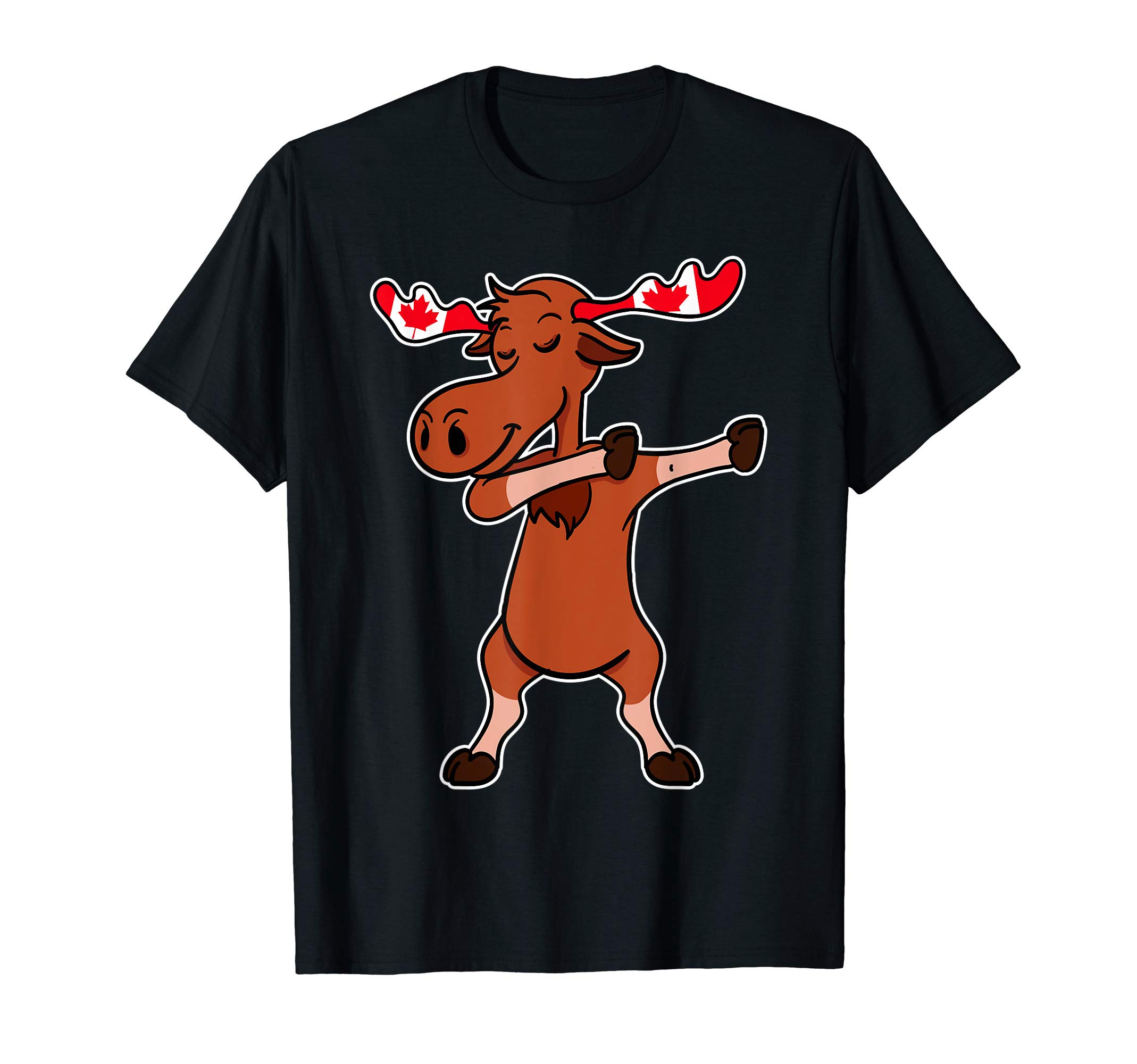 Dabbing Moose Shirt Dancing Canada Elk Canadian Flag Gift T-ShirtOEKO-TEX STANDARD 100