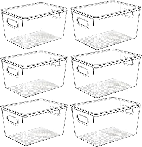 Contenedores de almacenamiento de plástico transparente con tapas, perfectos para organización y almacenamiento de despensa o organización de