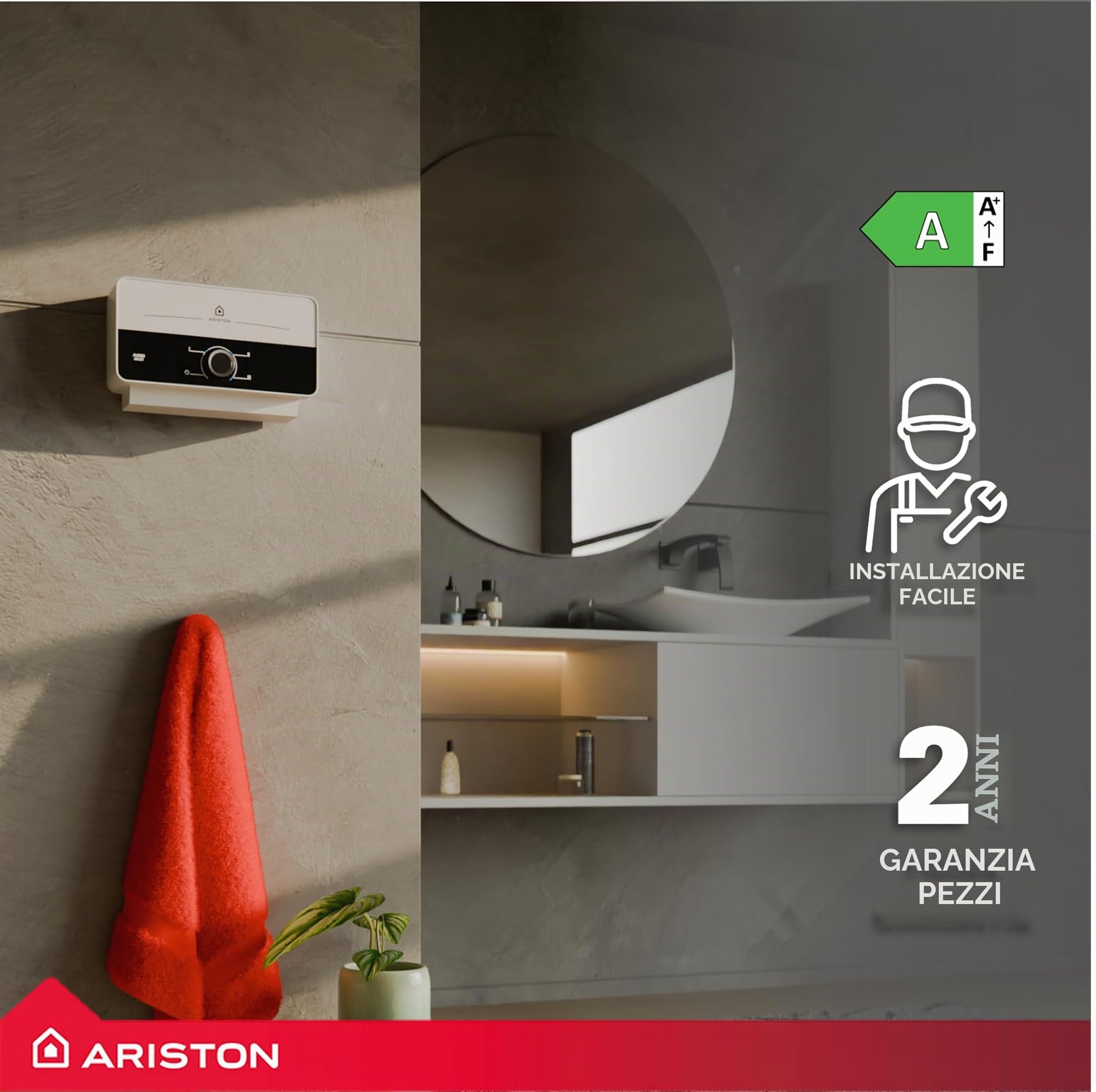 Ariston Aures Multi 7kW FR– Scaldabagno istantaneo elettrico ad alta pressione – Multi-punti di pozzatura per comfort immediato