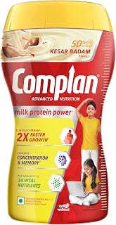 Complan Nutrition Drink Powder for Children, Kesar Badam Flavour, 500 g Jar | Nutrition drink for kids with protein & 34 v... Price In India