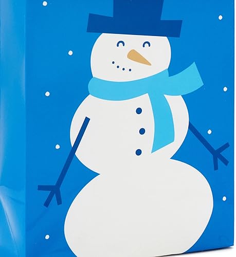 Miniatura 6 de Image Arts - Bolsas de regalo pequeñas de 5 pulgadas a granel (10 bolsas azules y blancas, copos de nieve, rayas, muñecos de nieve, lunares) para