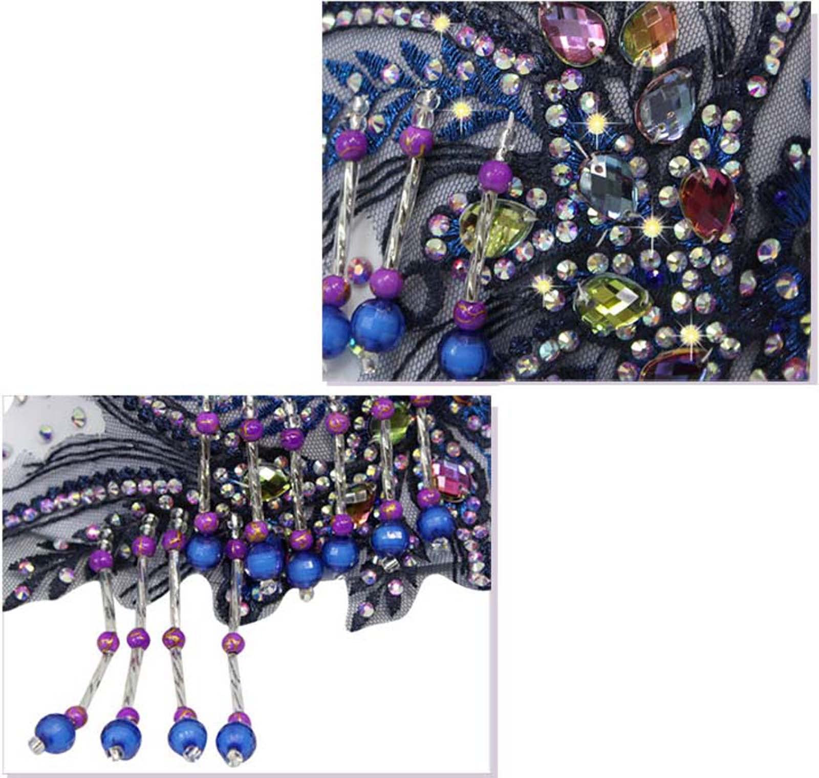 AGAATI Traje de Competencia Profesional de Bailarina del Vientre para Mujer Ropa de Carnaval Sujetador y Falda Superior de Danza del Vientre Trajes de 2 Piezas (Azul XL)