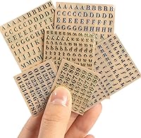 Vista 1 de EORTA 6 hojas de calcomanías de letras y números del alfabeto de 4,5 mm, mini calcomanías de letras brillantes de aleación autoadhesivas
