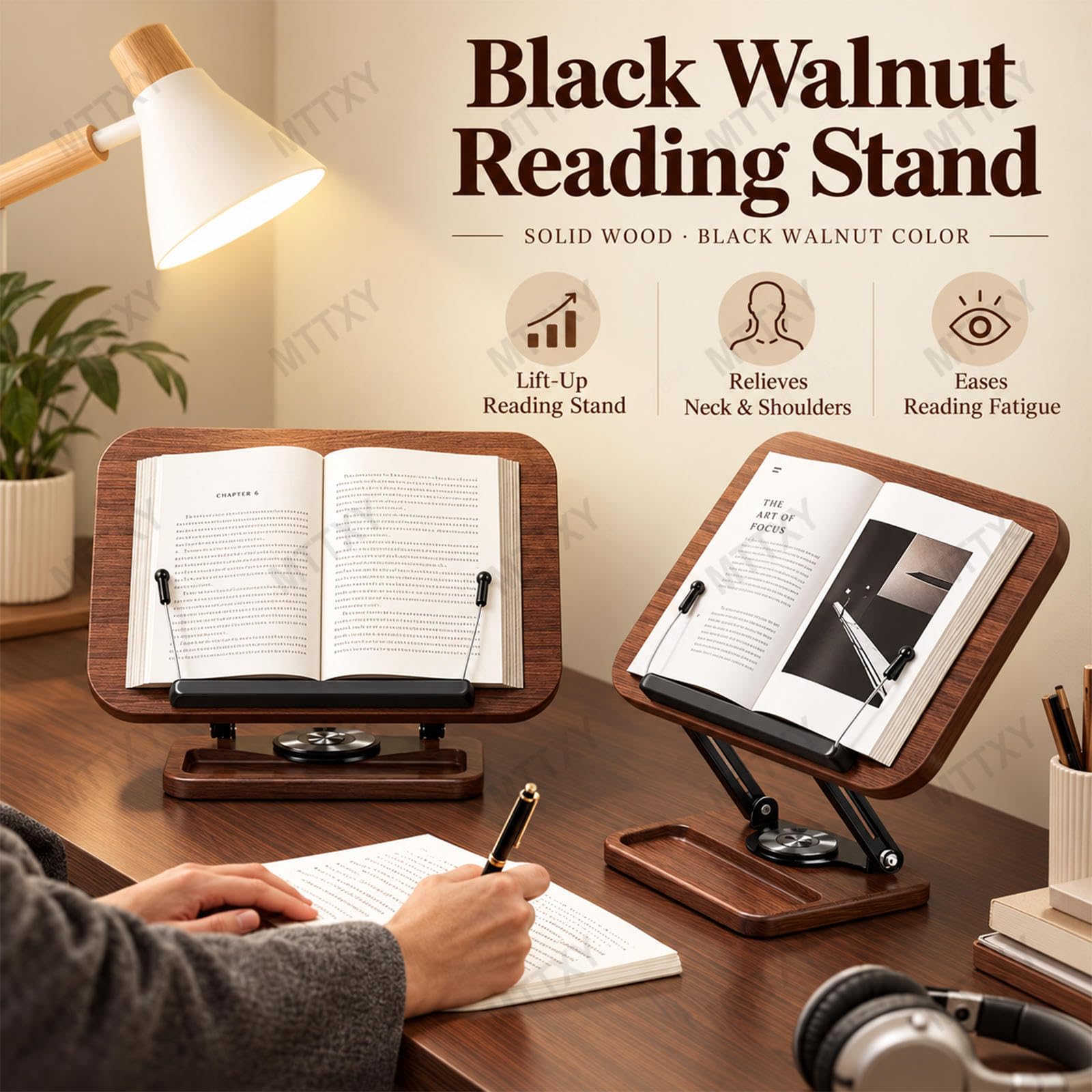 Support de Lecture Réglable, Rotatif 360°, Livres et Tablettes