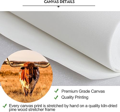 Miniatura 6 de Longhorn - Lienzo decorativo para pared, diseño de ganado de las tierras altas al atardecer, estampado de animales de granja, vaca en otoño,