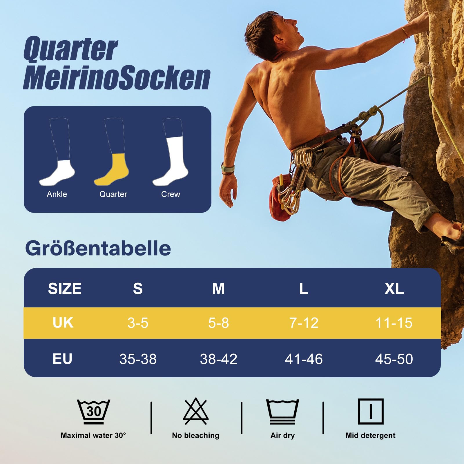 Niofind Skarpety trekkingowe z merynosów, damskie i męskie, oddychające skarpety do sneakersów, wełniane, wyściełane, krótkie skarpety sportowe, na co dzień, do uprawiania sportu, na zewnątrz, 6 par