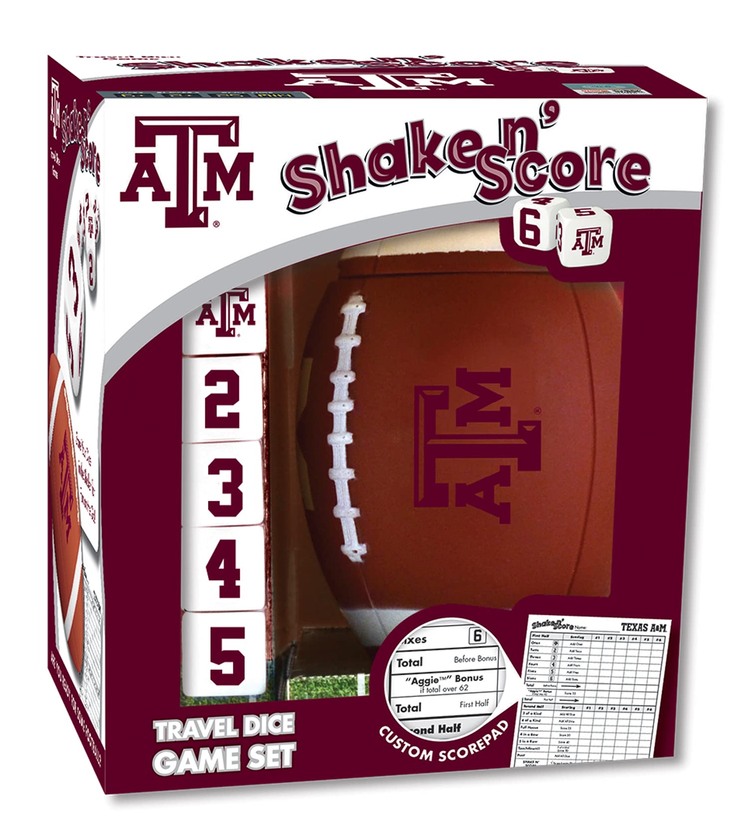 MasterpiecesOfficially Licensed NCAA Texas A&M Aggies Shake N' Score Dice Game for Kids and Families