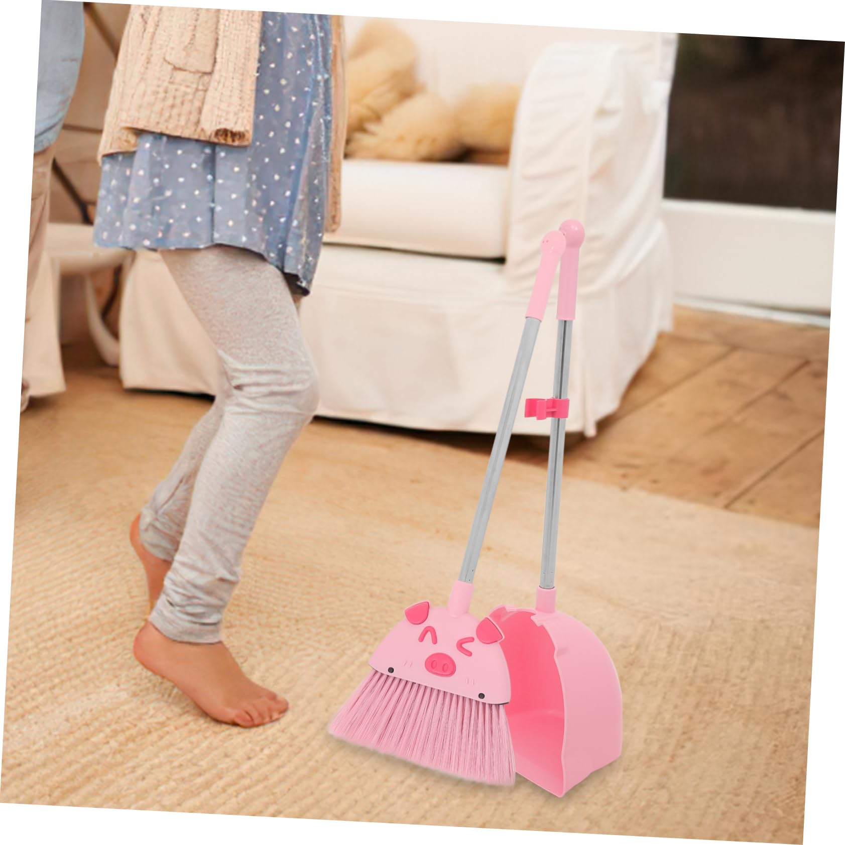 PartyKindom 1Set Broom and Dustpan Set Cleaning Tool for Small Dustpan and Broom for Kindergarten Durable Pet Material Fun Playset for Boys and Cultivates Responsibility and Imagination