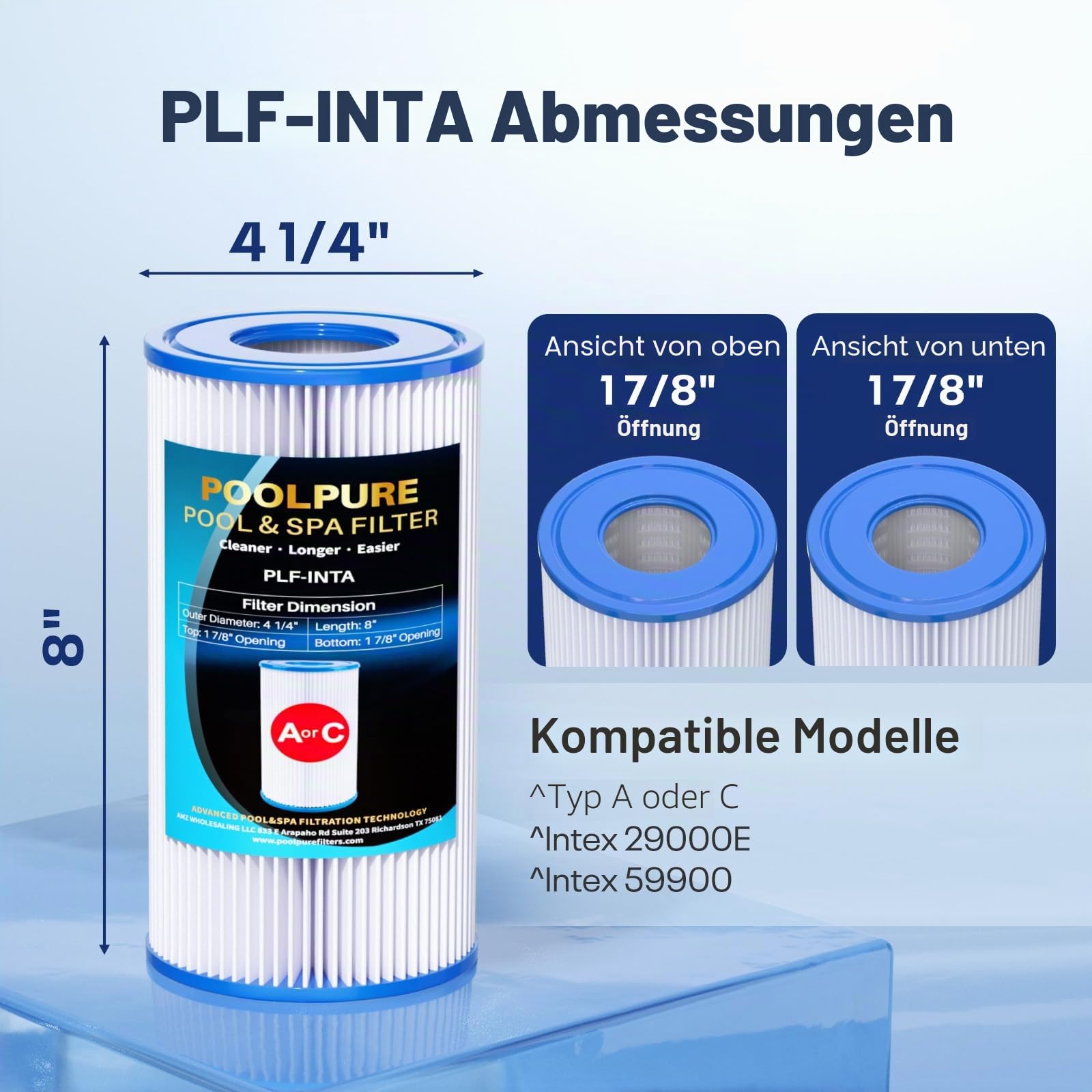 POOLPURE Filter für Typ A oder C, kompatibel mit Intex 29000E/59900E, Easy Set Poolfilter, Sommerausflüge oder Sommerwellen oberirdischen Pools, 6 Stück
