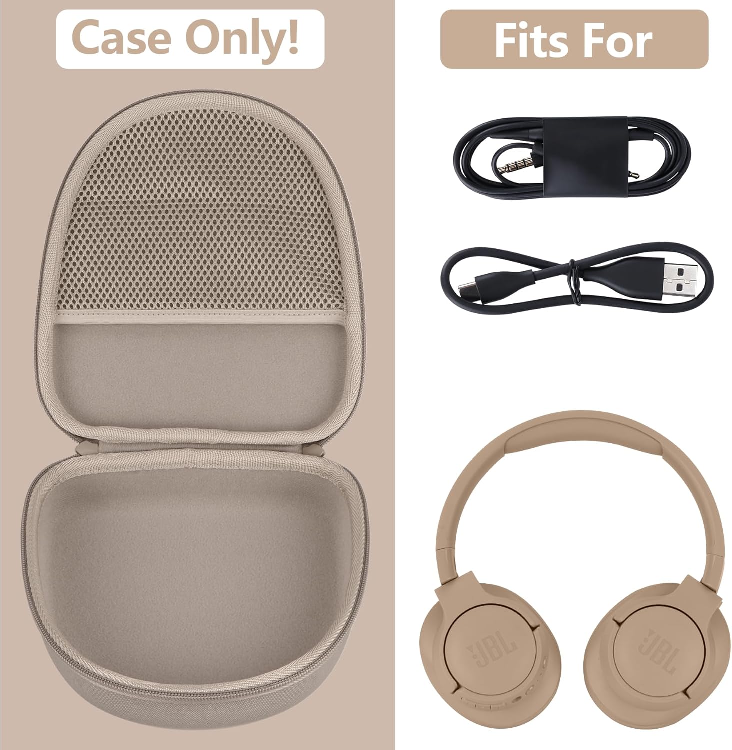 Hard Case for JBL Tune 710BT 720BT 510BT 660NC 700BT 570BT 760NC 750BTNC 660BTNC 560BT 520BT 670BT T770NC JBL Live 650BTNC 400BT 500BT 460NC Headphones (Sandstone Case) - Image 3