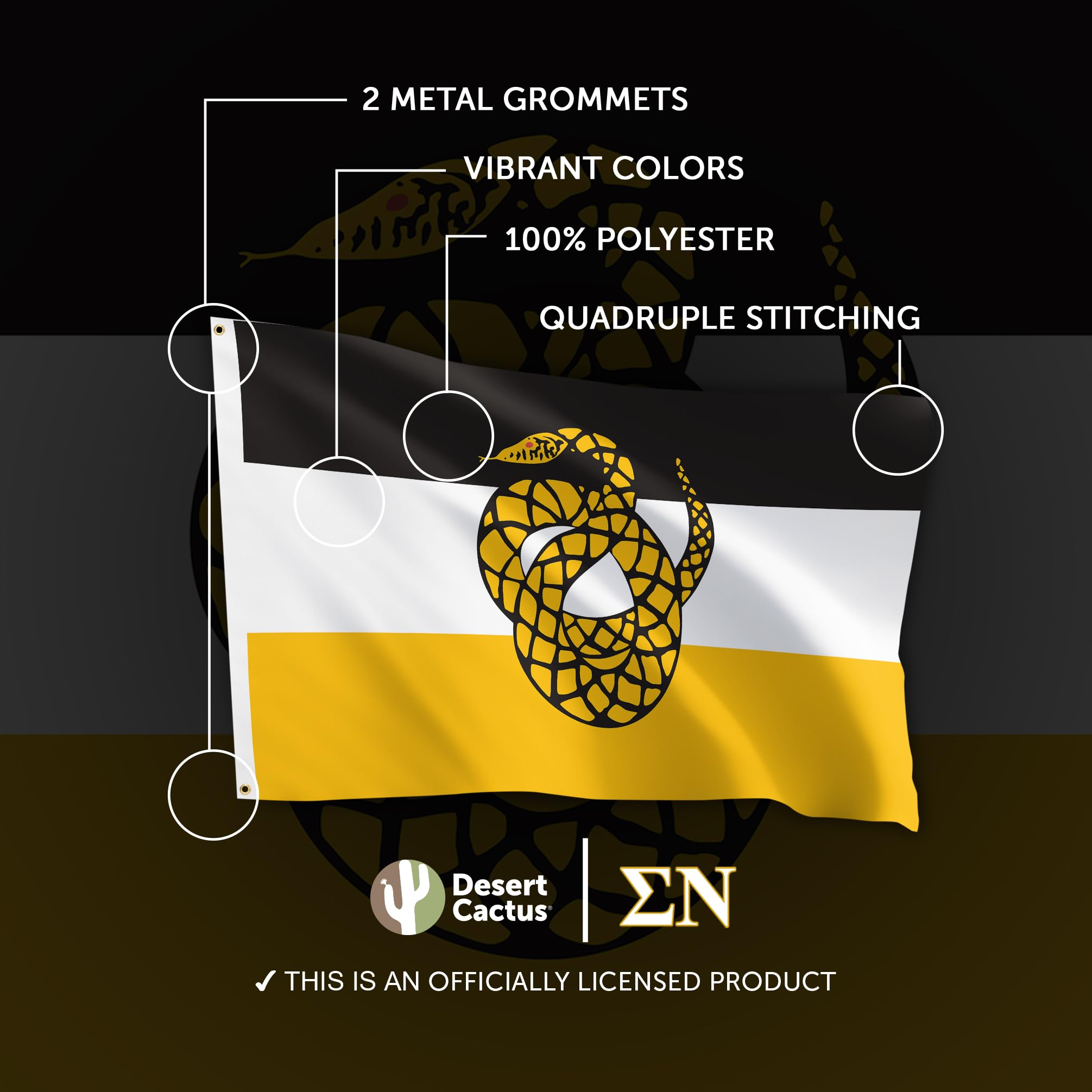 Desert Cactus Bruderschafts-Flagge Sigma NU - 3x5 Fuß, Polyester, Offiziell Lizenziert