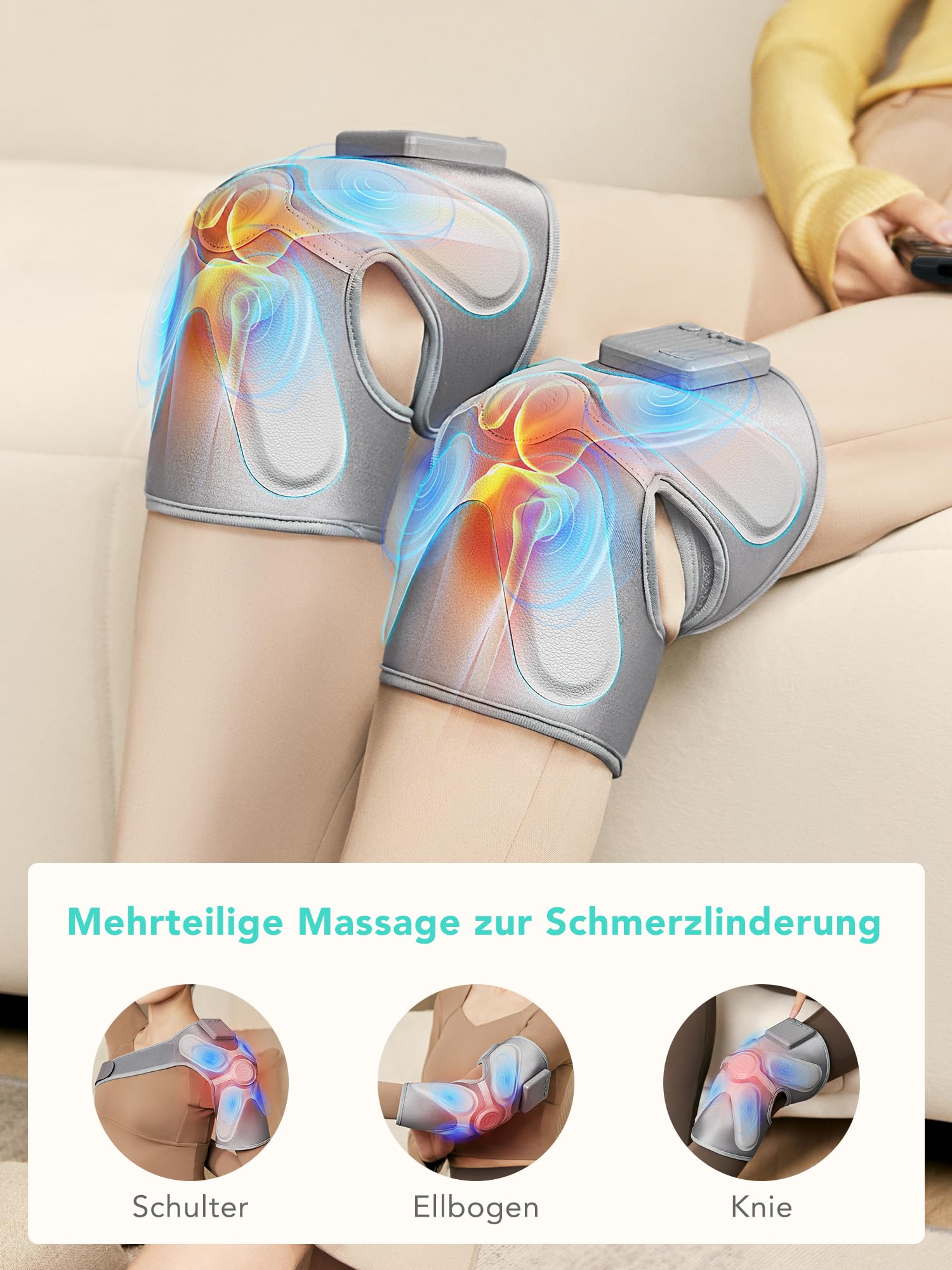SKG Kniemassagegerät mit Wärme & Vibration, Tragbar, W3 Pro | Kniemassagegerät zur Gelenkschmerzlinderung, mit Knie-Protektoren, Geeignet für Männer und Frauen, Geschenkidee