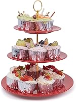 Vista 8 de TP Soporte para cupcakes de 3 niveles, soporte de postres de melamina, torre de exhibición de dulces de frutas para boda, cumpleaños, fiesta de té