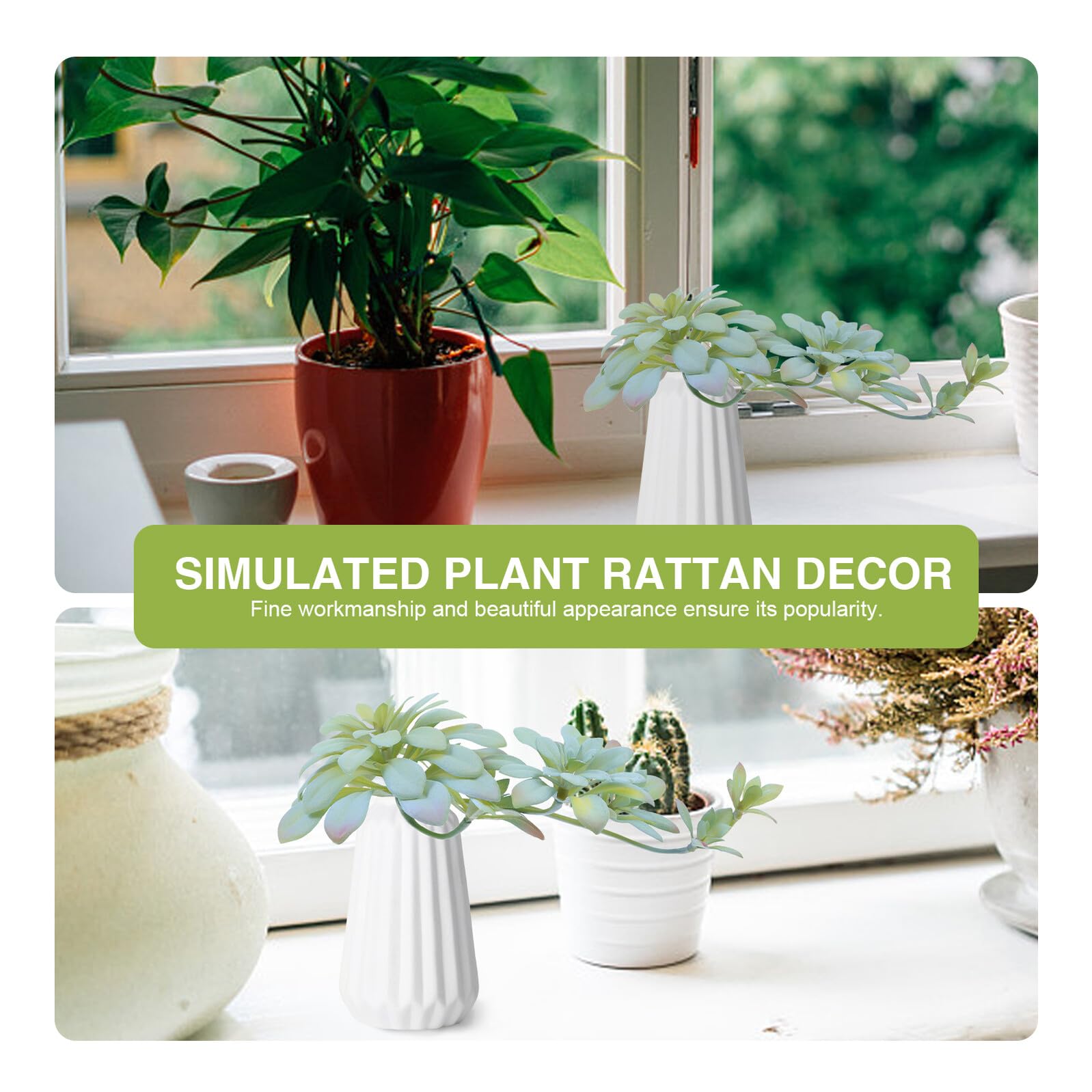NUOBESTY Plante Artificielle Succulente 27 Cm en Rotin Plastique Léger Résistance Intérieure Décoration de Salon Suspendue Accessoire Décoratif Polyvalent