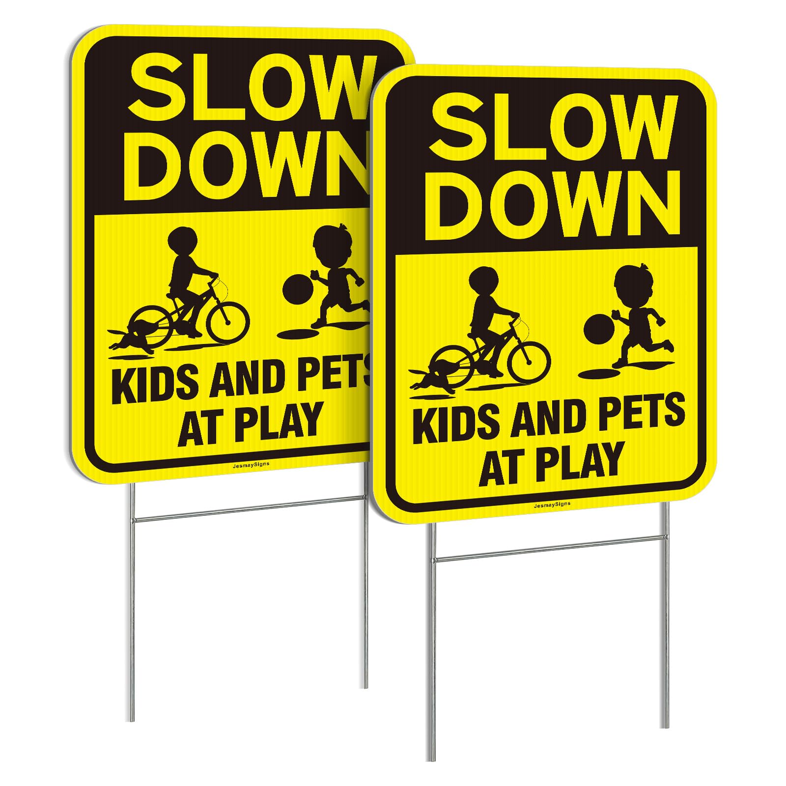 Amazon.co.jp: Slow Down Kids and Pet at Play Signs