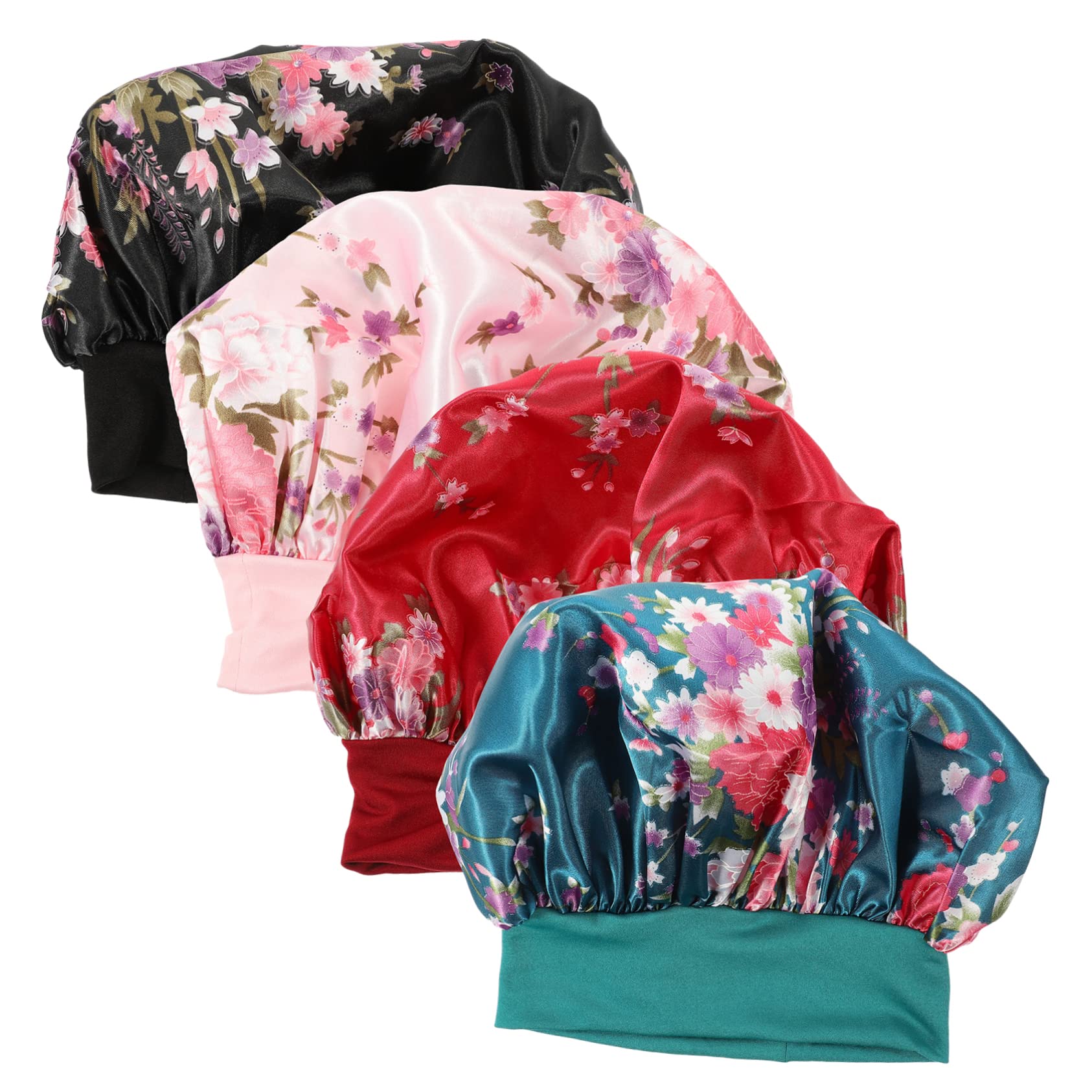 FRCOLOR 12stücke Damen Schlafhaube Atmungsaktive Satin Haarhaube Mit Gummizug Für Lange Haare Locken Und Zöpfe Praktische Kopfhaube Für Nächtlichen Gebrauch Und Weinrot