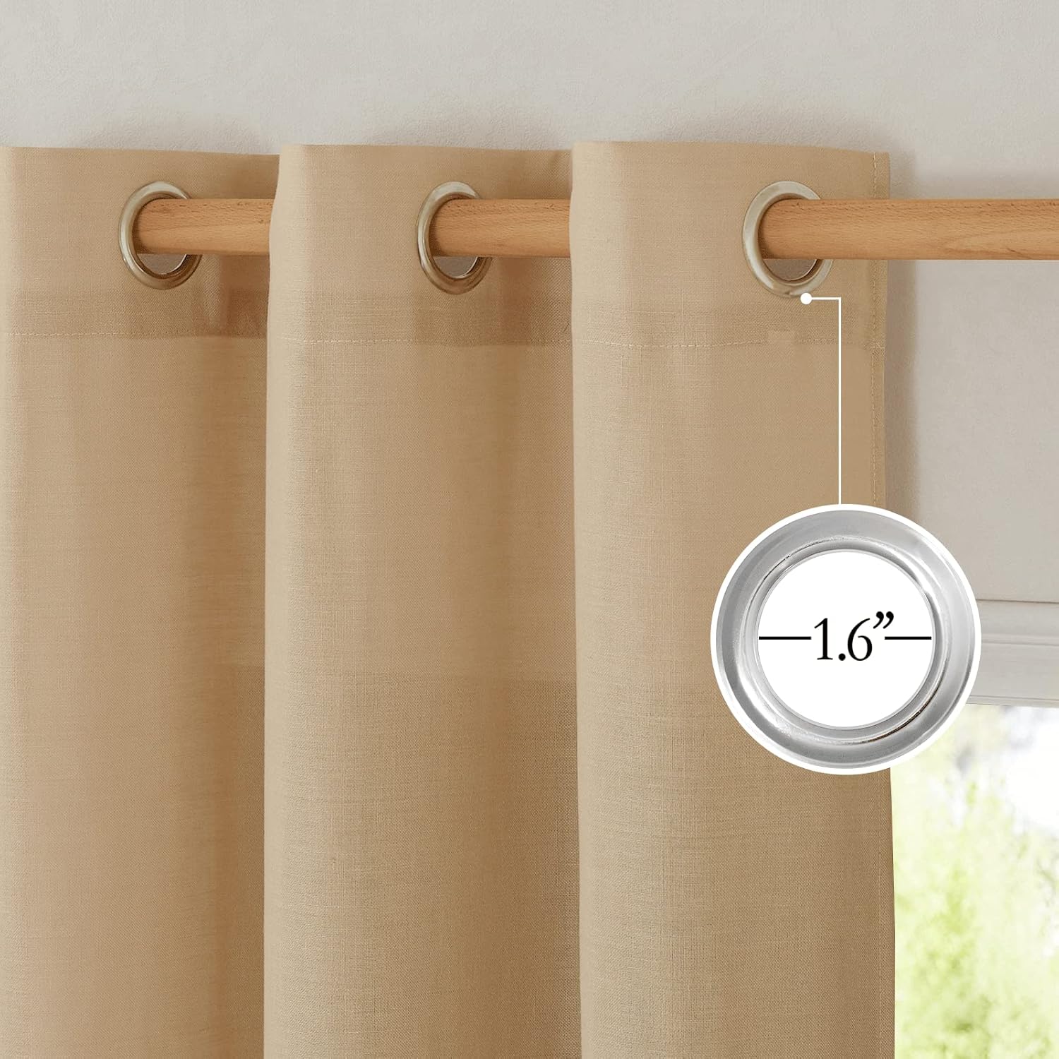 NICETOWN Rustic Linen 144 inch Long Curtains for Living Room, Grommet Privacy Added Thick Linen Weave with Light Filter Window Curtains & Drapes for Bedroom, Burlap, W55 x L144, 2 Panels - Image 2
