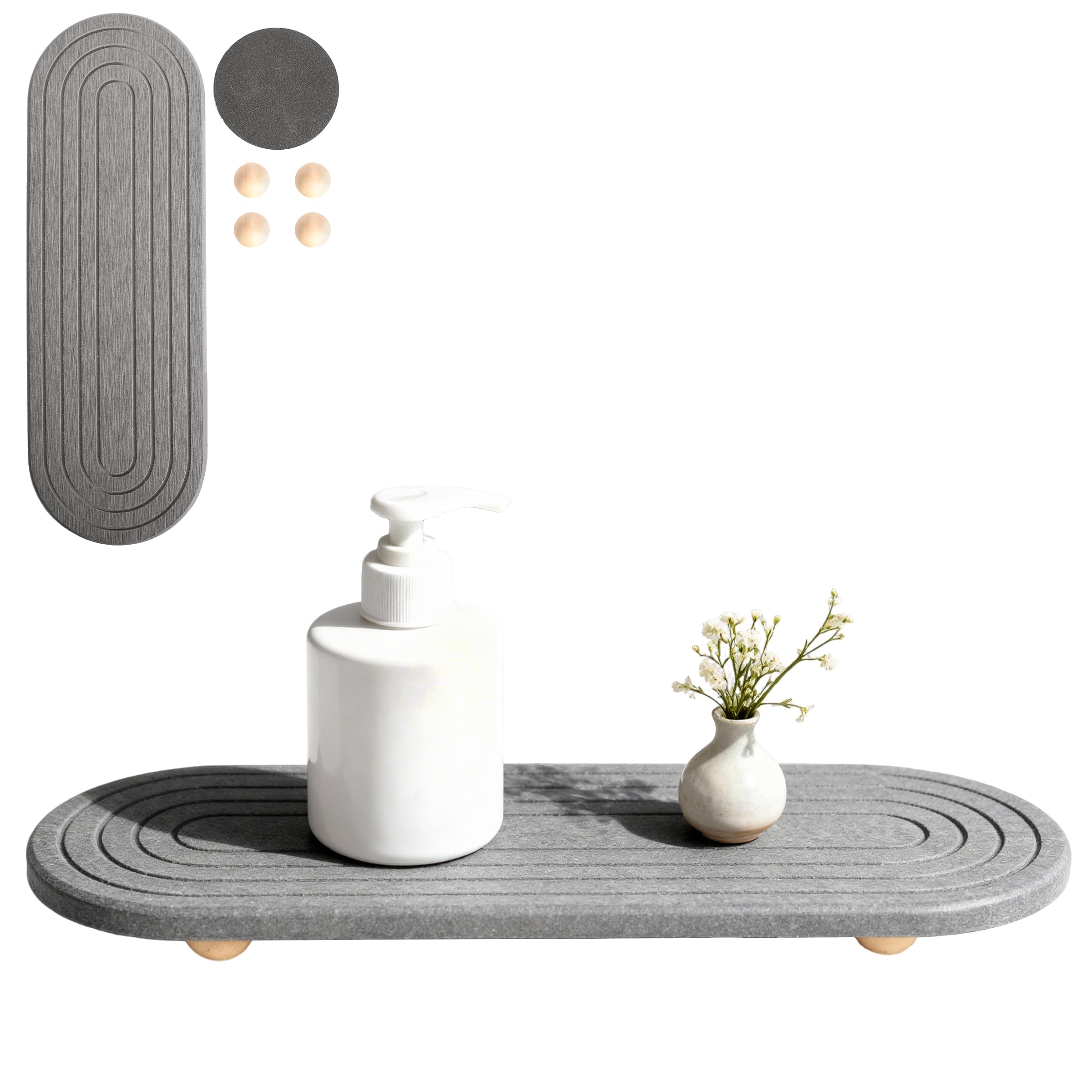 ZHABAYEN Quick Drying Stone Tray Instant, Anti Slip Fast Dry Sink Organizers, Water Absorbing Tray for Kitchen Stone Mat Bathroom,Fast Drying Sink Caddy Instant Dry Sink Caddy Organisers