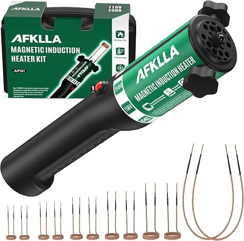 Induction Heater Bolt Removal, 1500W 110V Magnetic Heat Induction Tool with 12 Coils, Bolts Heating Kit for Rusty Screw, Nuts, Bearings Removal - Toolbox Incl, Black