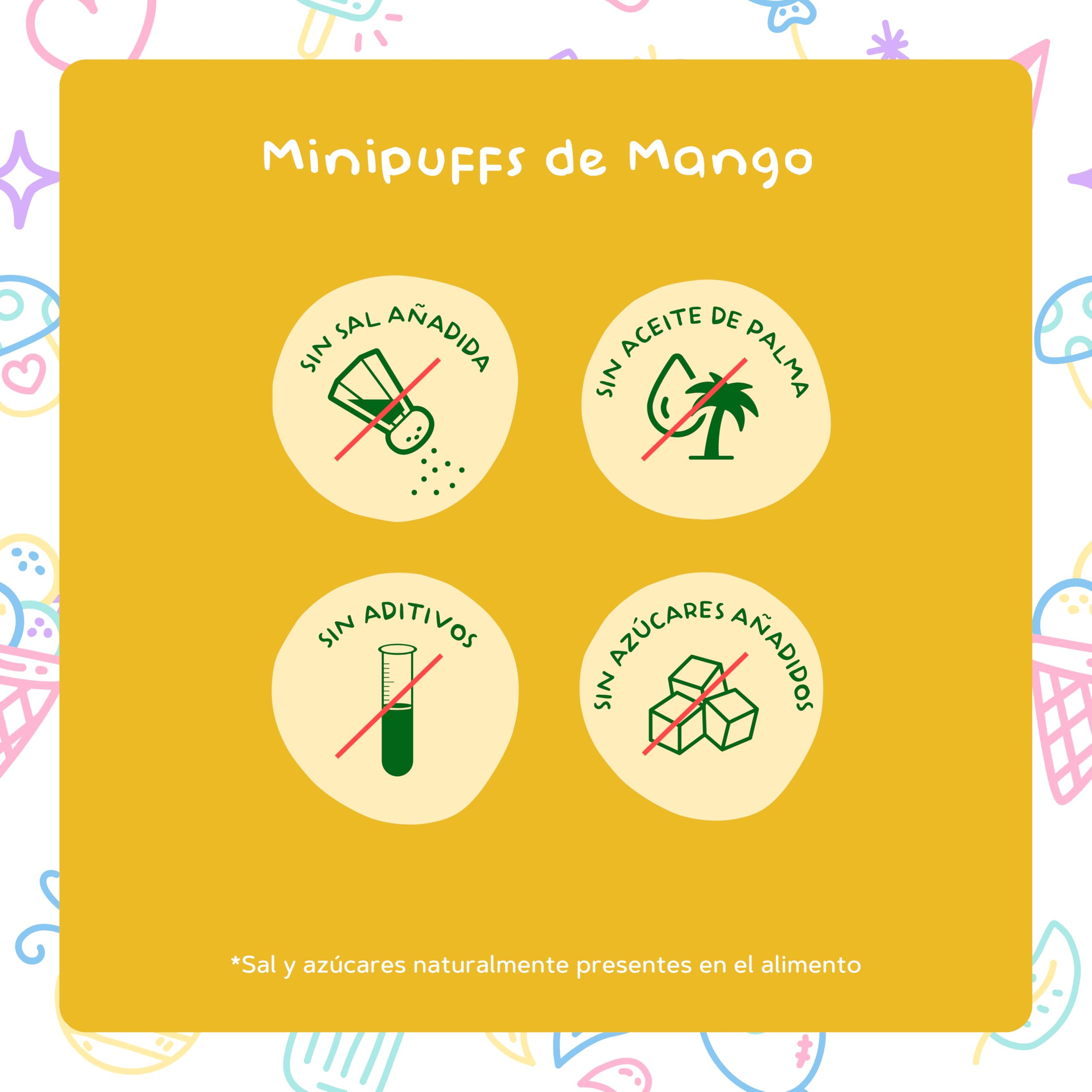 Hero Solo - Minipuff Snack de Mango, 100% ECO, BIO, con Ingredientes de Agricultura Ecológica y UE, No Fritos, Sin Azúcares Añadidos, Apto para Bebés a Partir de 8 Meses - Pack de 5 x 18 g