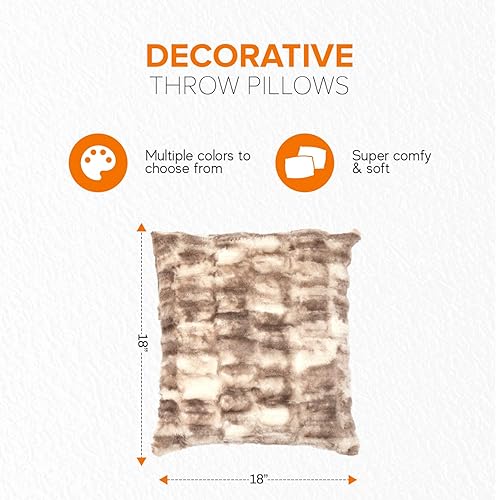 Miniatura 5 de Cheer Collection Juego de 2 almohadas decorativas de piel sintética con rellenos para sofá, cama, dormitorio y sala de estar, almohadas decorativas