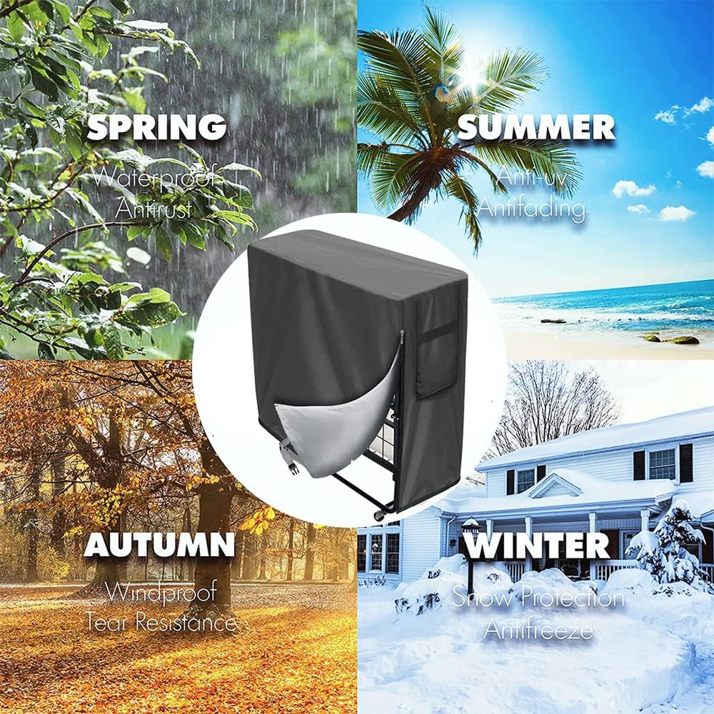 Indoor Outdoor Folding Bed Cover Skyour 420D Oxford Fabric Weatherproof Household Universal Rollaway Folding Beds Storage Bag Protector Furniture Dust Covers (Gray)