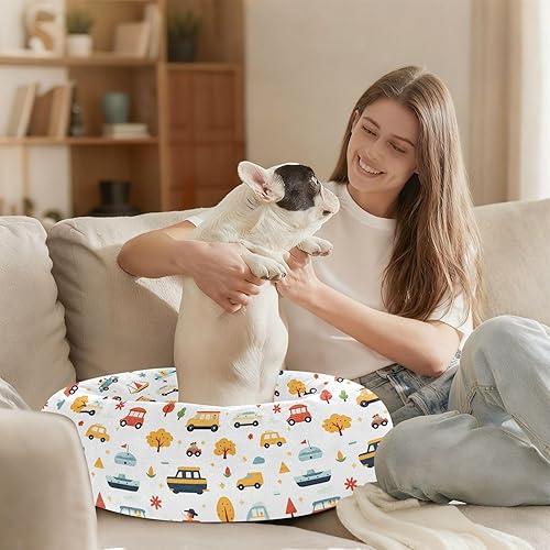 Miniatura 6 de Cute Cartoon Cars Yellow Anti-Slip Pet Cat Beds fluffier Orthopedic Dog Bed for Medium Size Pets Supplies Camas para mascotas Grandes