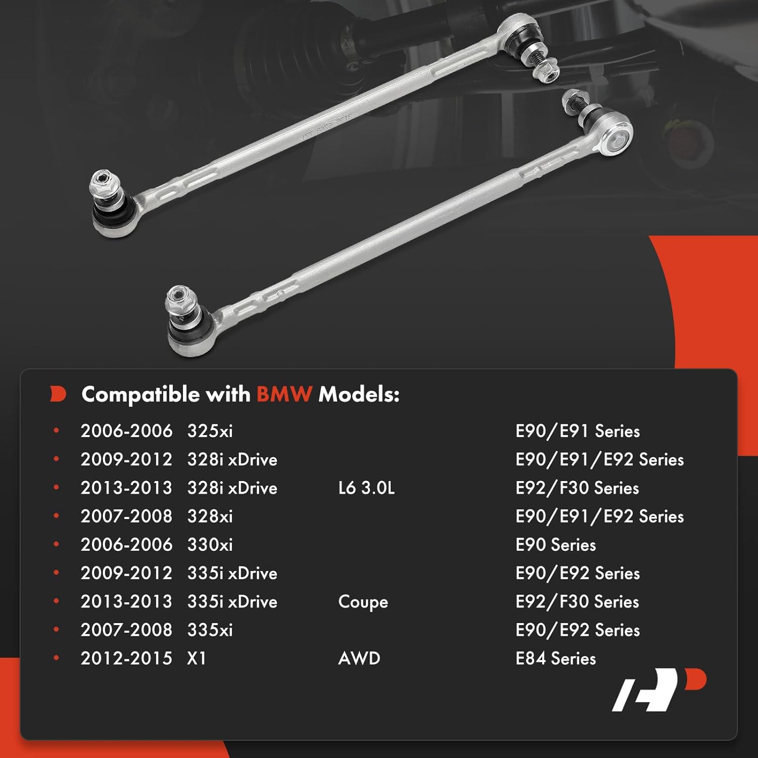 A-Premium 2 x Front Sway Bar Links Stabilizer Bar Links, Compatible with BMW 325xi 2006, 328i xDrive 2009-2013, 328xi 2007-2008, 330xi 2006, 335i xDrive 2009-2013, 335xi 2007-2008, X1 2012-2015
