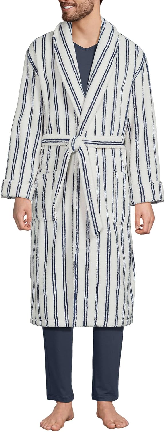 Lands' End Calf Length Turkish Cotton Terry Bathrobe for Men