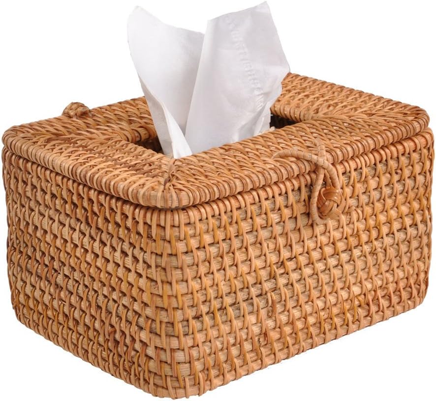 SOONHUA Brown Rattan Cane Woven Tissue Box Cover Australia Ubuy