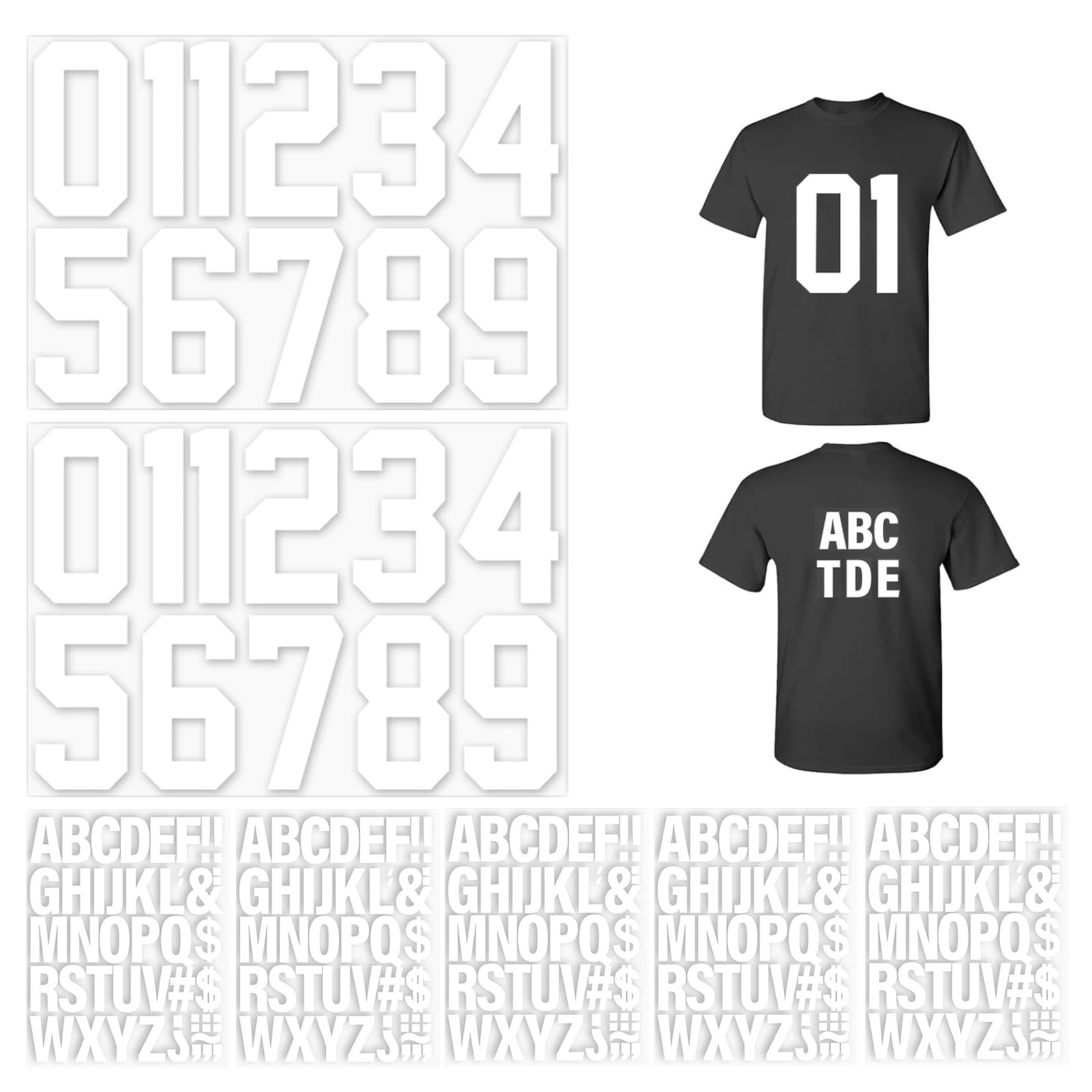 Ruwnii 202 Pcs Iron on Letters Numbers for Clothes T Shirts Football Name
