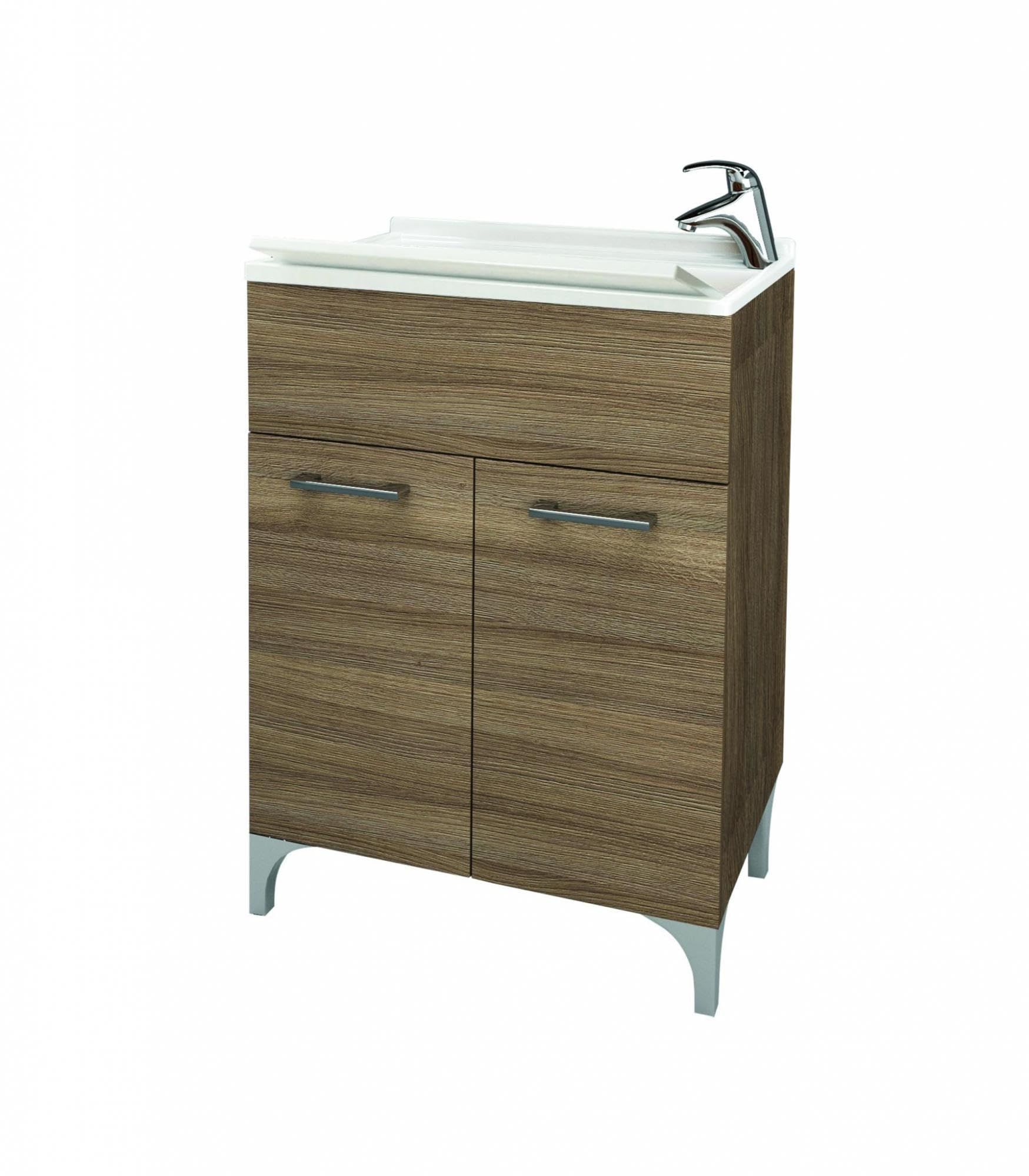 Savinidue Mobile lavatoio 2 Ante Rovere Fumo con strofinatoio 60x50
