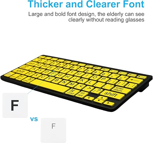 Miniatura 6 de HXMJ - Mini teclado Bluetooth de impresión grande compatible con iPad, iPhone, iPod, MacBook para personas mayores y personas con discapacidad