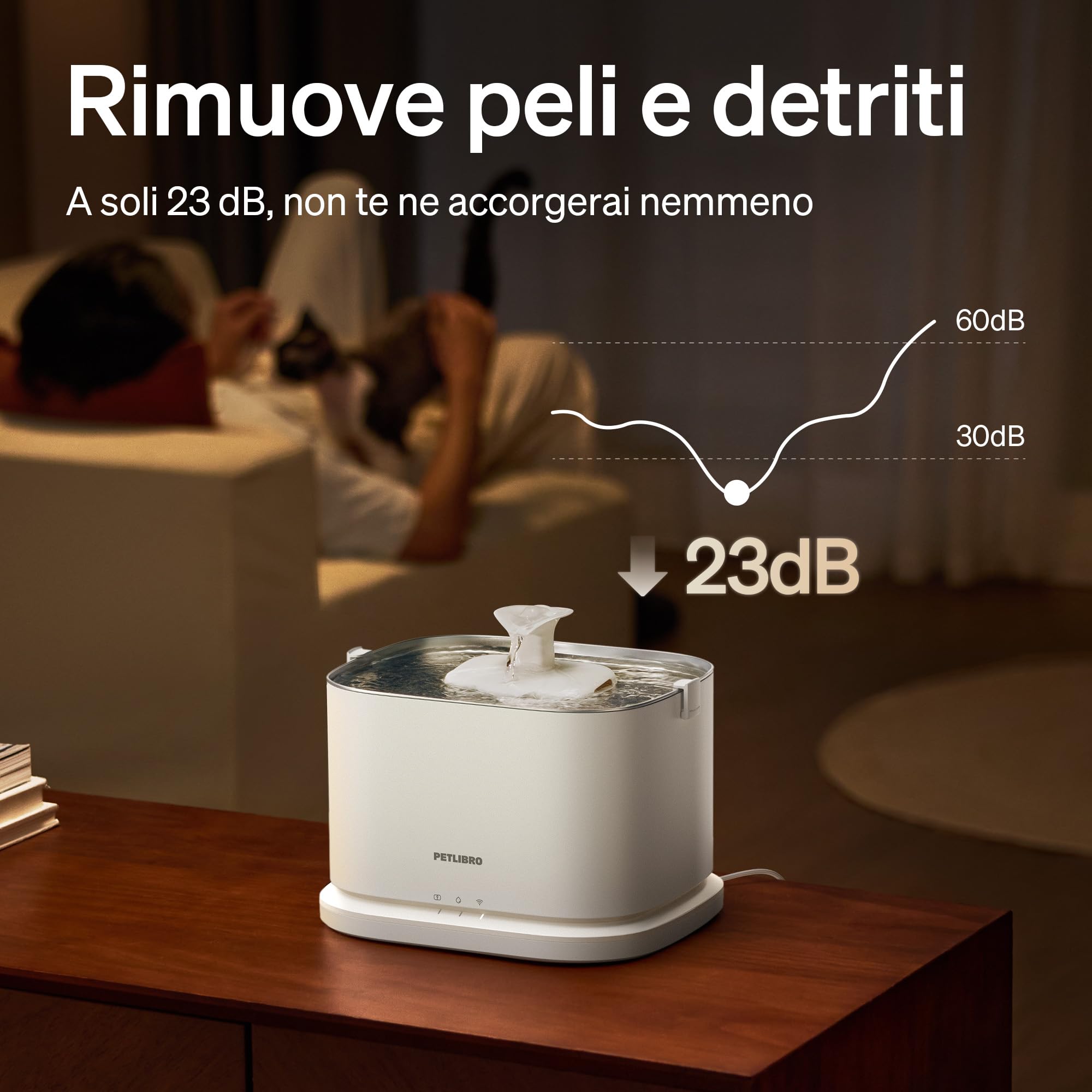 PETLIBRO Fontanella per Gatti, Dockstream 2 Fontana per Gatti Intelligente con App, Dispenser Acqua Gatto 3L, Distributore Acqua Cani da Interno Acciaio inox con Wi-Fi 5 GHz, Abbeveratoio per Gatto