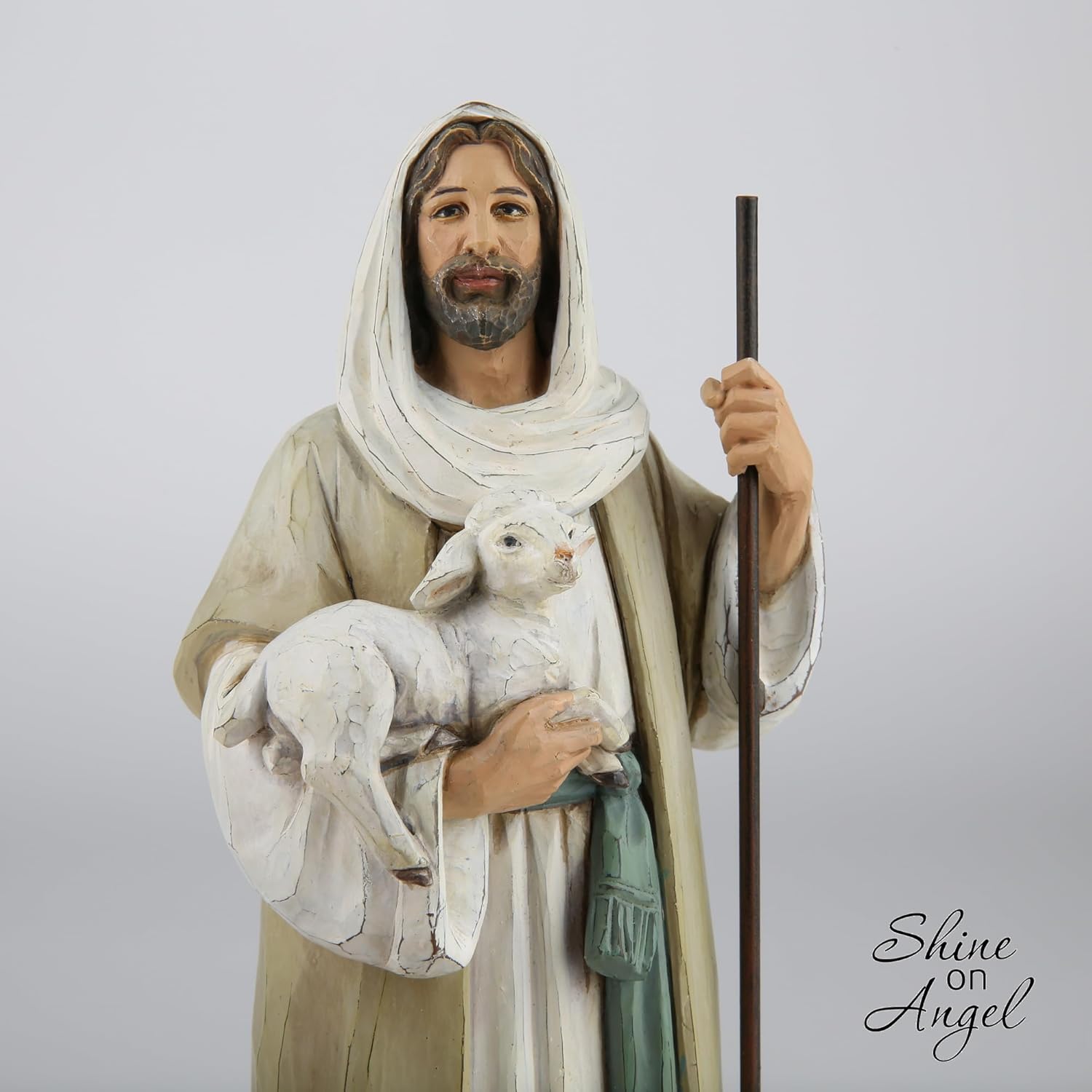 ShineOnAngel Good Shepherd Statue Jesus Holding Lamb 9.5inch Religious Modern Home Decor Figurine Indoor Tabletop Religious Gift - Image 3
