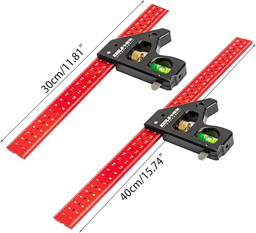 Miniatura 4 de Regla de ángulos de combinación de carpintero multifuncional, instrumento de medición de metal para ángulos precisos de 9045 grados, combinación,