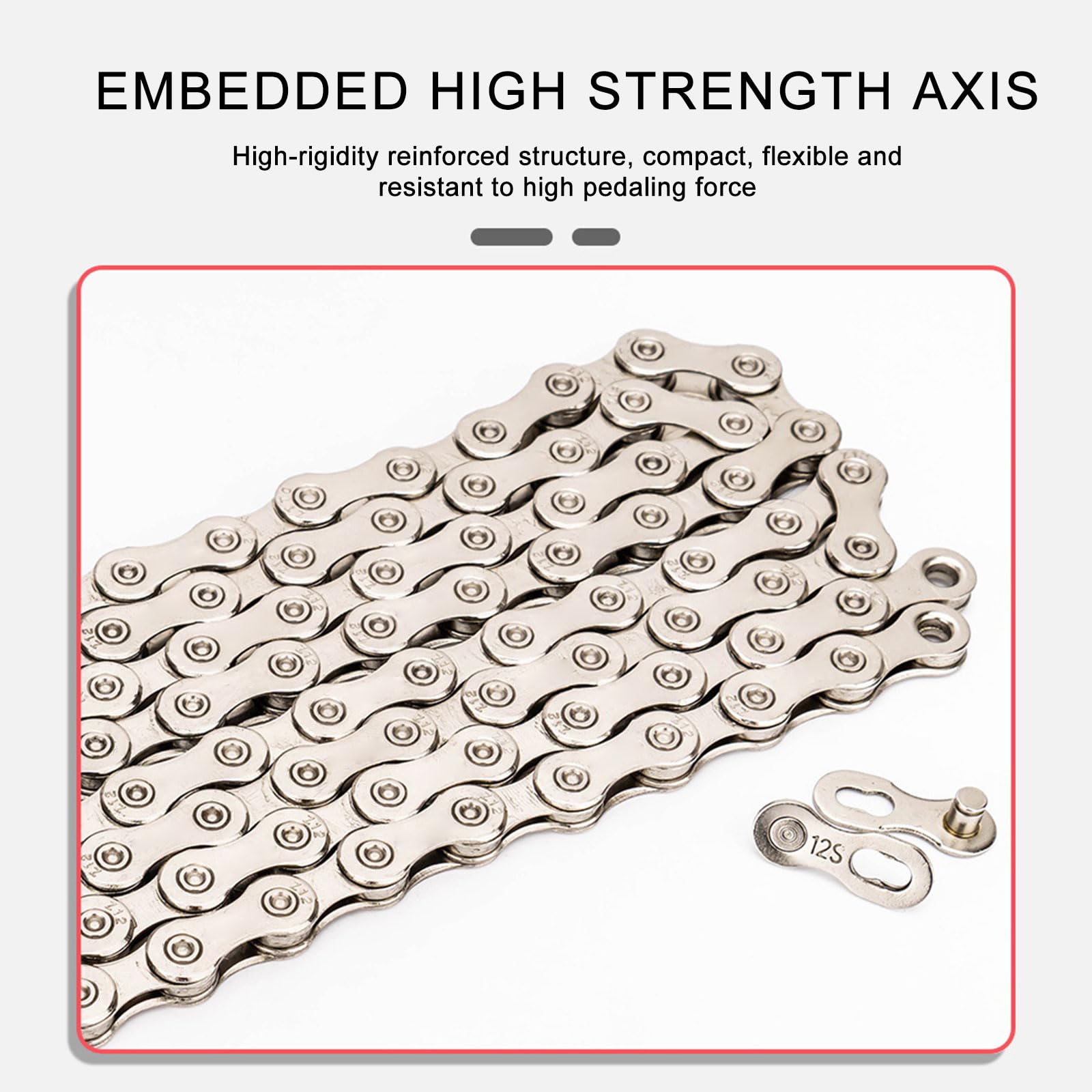 Cadena de 12 velocidades, 126 eslabones, cadena ligera para bicicletas con conector de eslabones rápidos, cadena de bicicleta de carretera, eslabones rápidos, cadena de bicicleta de montaña