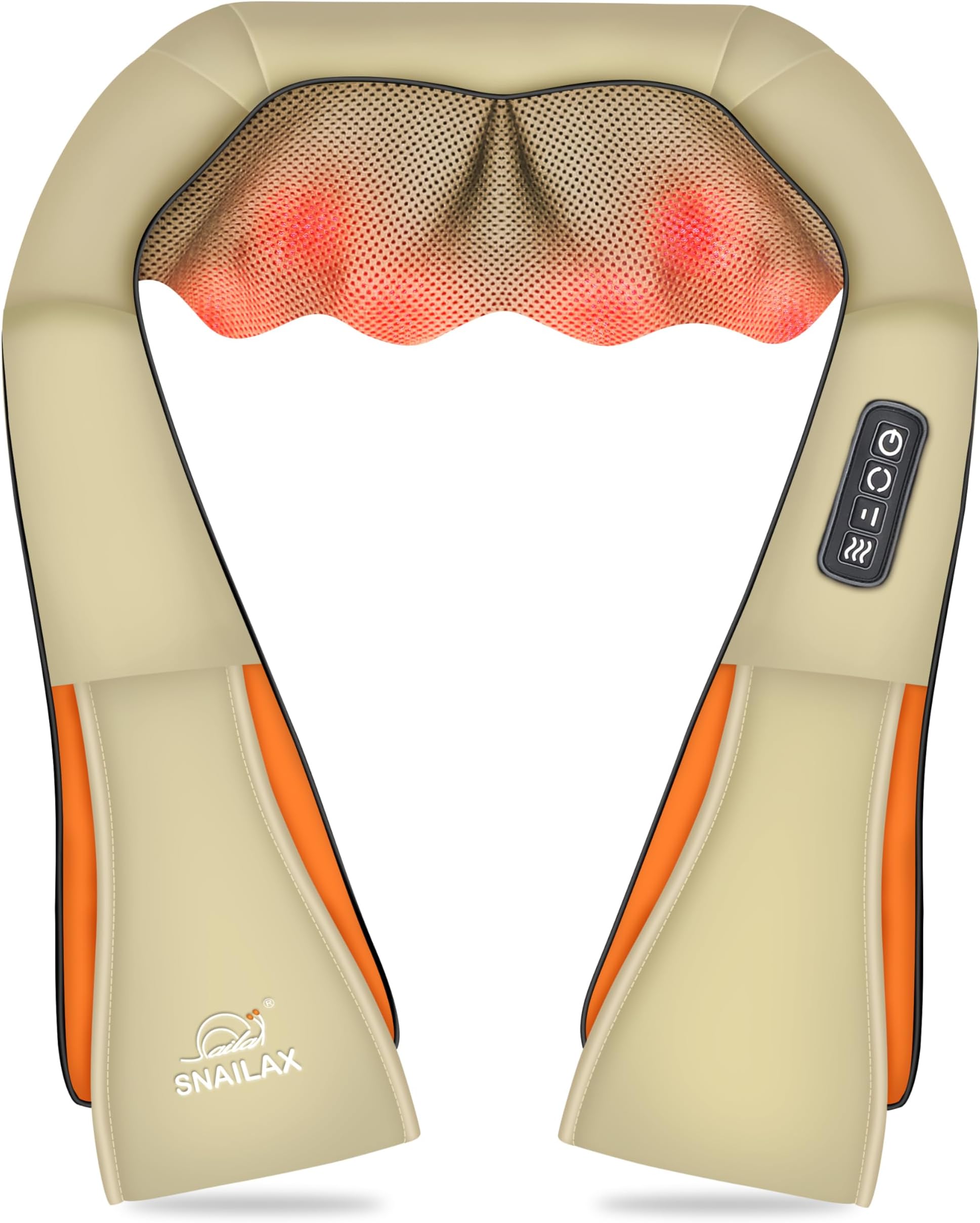 SnailaxShiatsu Neck and Shoulder Massager, Gifts for Men,Back Massager with Heat, Deep Kneading Electric Massage Pillow for Neck, Back, Shoulder,Foot Body (Beige)