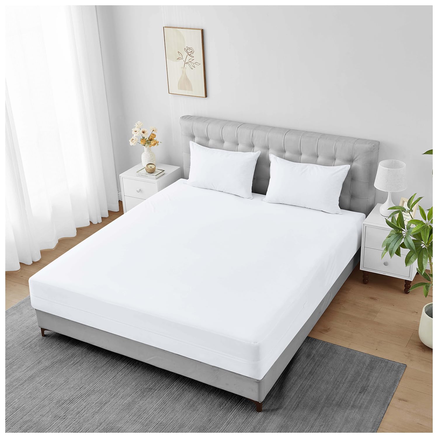 Anti Bug Fully Waterproof Zipped Mattress Protector Total Encasement Anti Allergy Premium Mattress Protector Bed Bug Dust Mite Leakage Proof 30cm Deep Mattress Cover (Single - 90x190+30 cm)