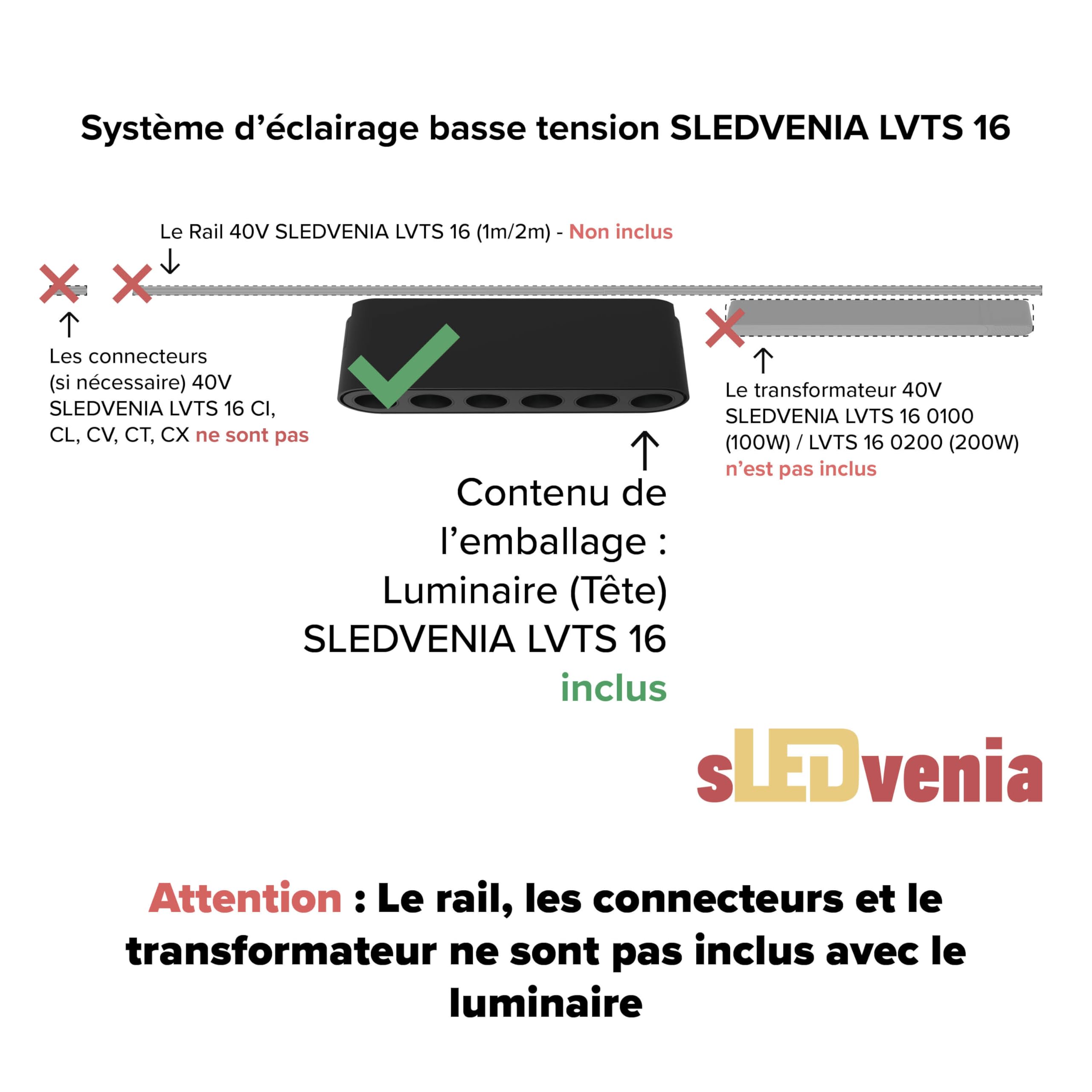 Luminaire LED linéaire Spot 6W 3000K pour système de rails 40V LVTS 16