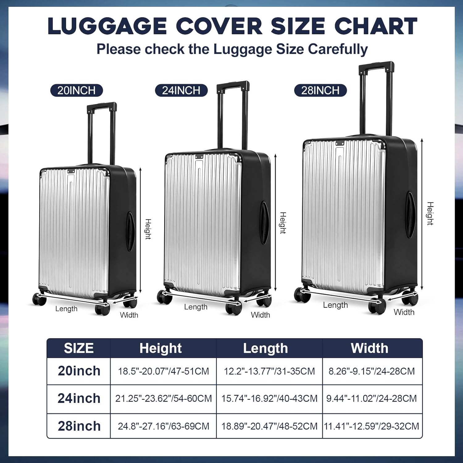 3 Pack Thicken Clear Luggage Cover Protector TPU Luggage Covers for Suitcase Waterproof Anti-scratch Protector Sleeve Fits 20 24 28 Inch Baggage TSA Approved Travel Accessories - Image 2