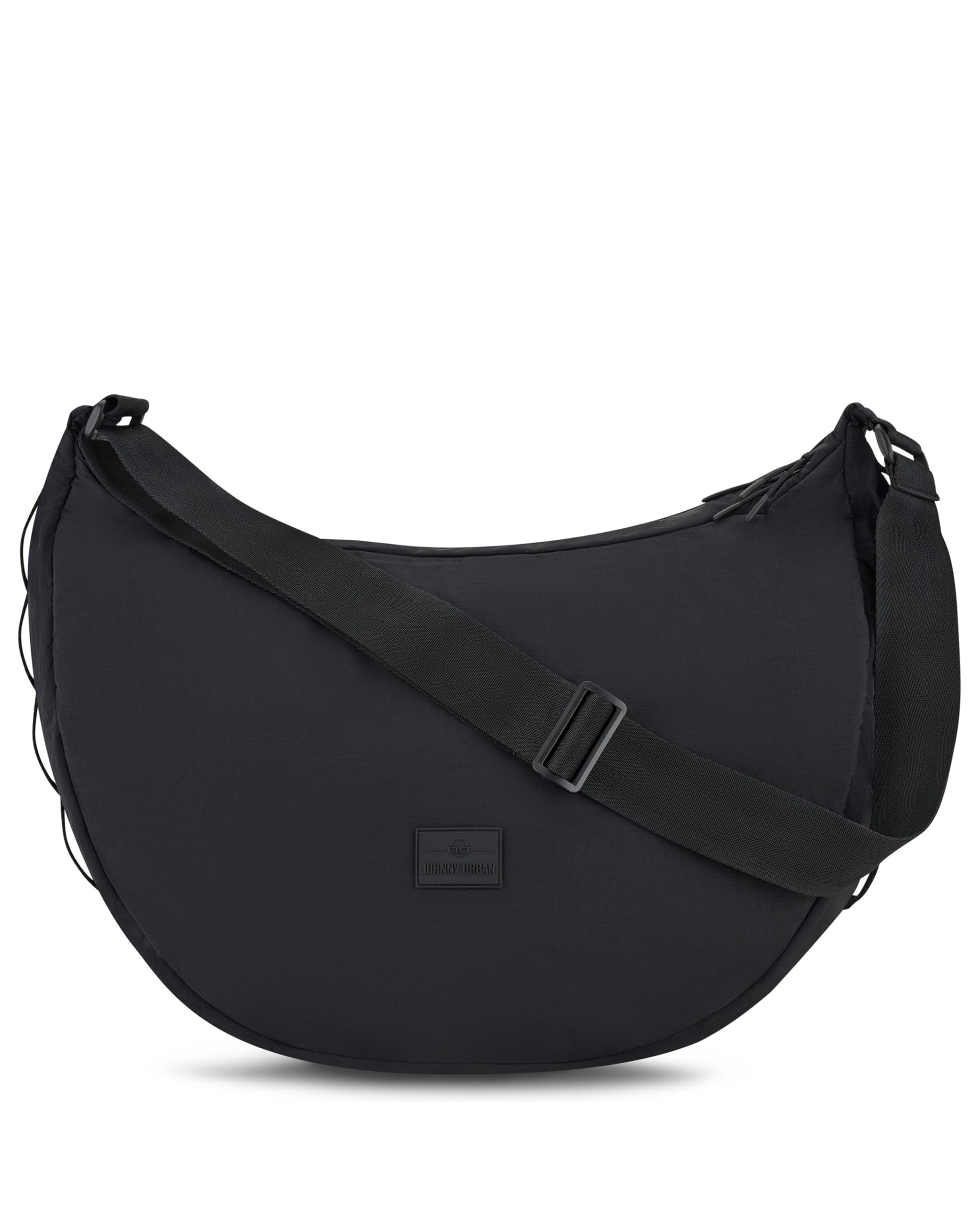 Johnny Urban Sac Bandoulière Femme & Homme Noir - Kaia XL - Puffer Moon Bag - Sac Banane en Nylon - Sacoche Demi Lune - Imperméable