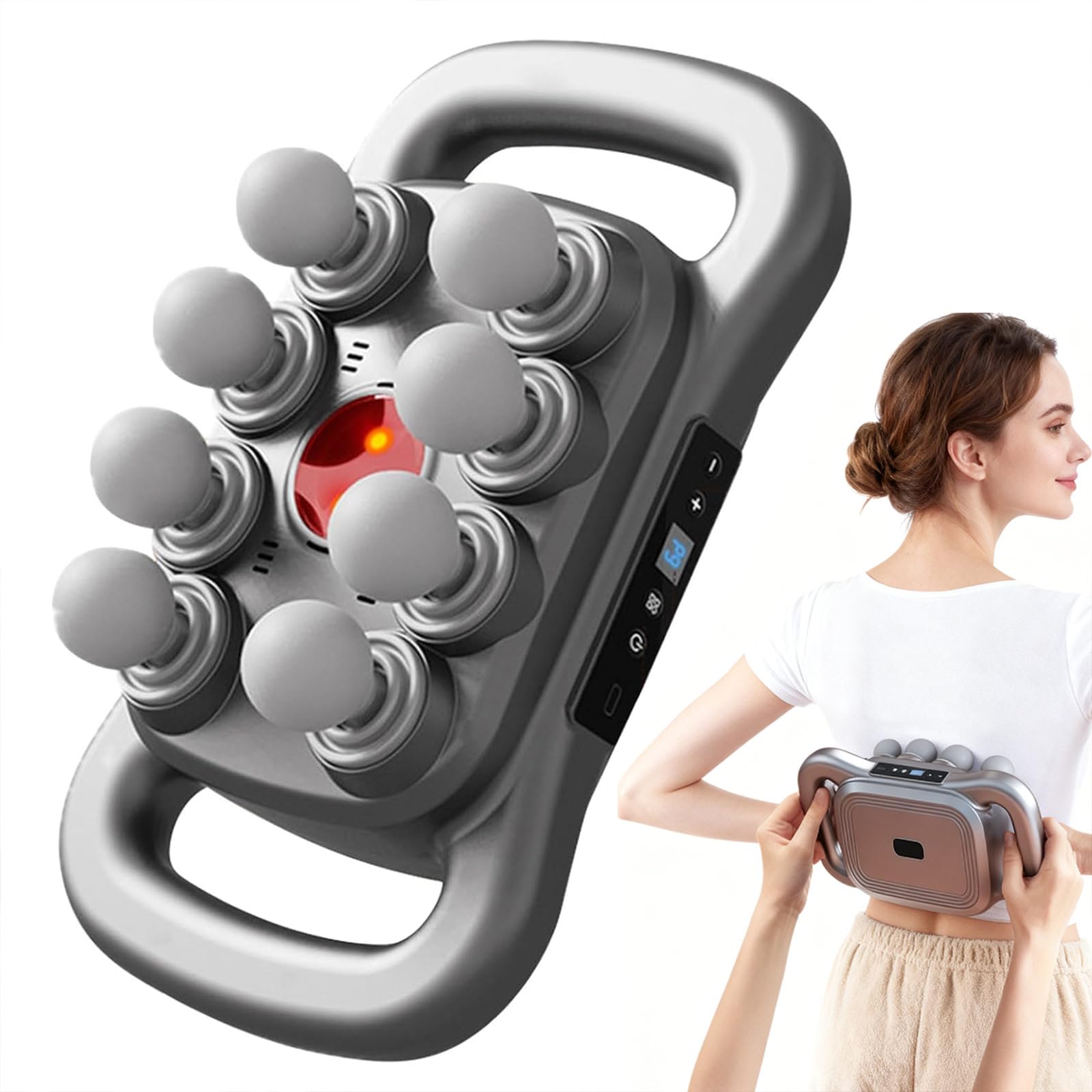 Massagepistole mit 8 Köpfen, Massagegerät mit 3 Modi & 30 Geschwindigkeiten,zur Linderung von Muskelverspannungen und Müdigkeit,Elektrisches Massagegerät für Beine Arme Taille Rücken (8-Kopf)