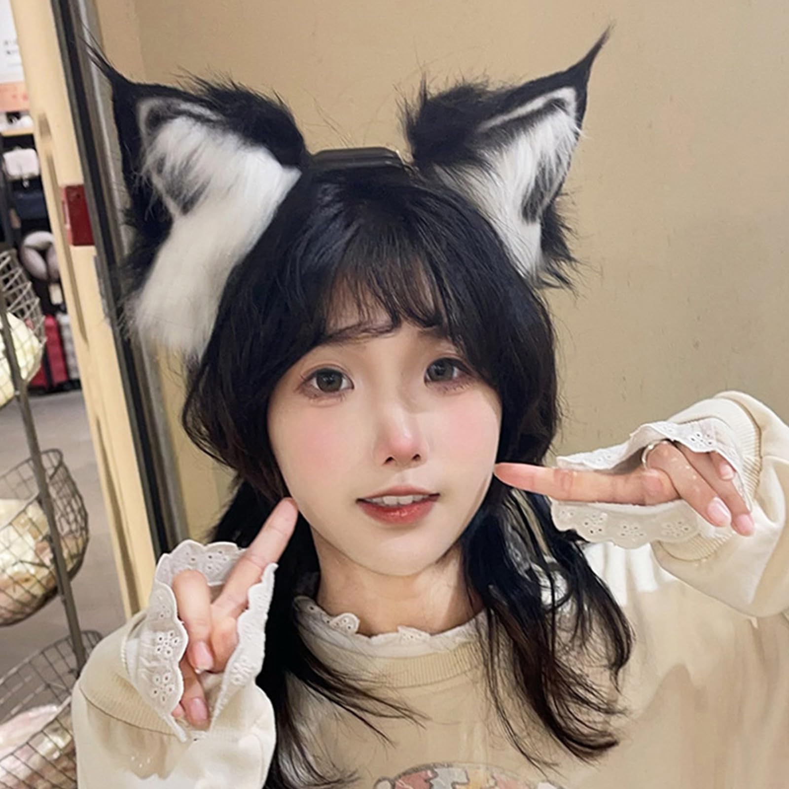 Diadema de orejas de animal con sensores de movimiento interactivos con automático para fiestas y cosplay, accesorio para fotos, diadema móvil para fiesta de cosplay