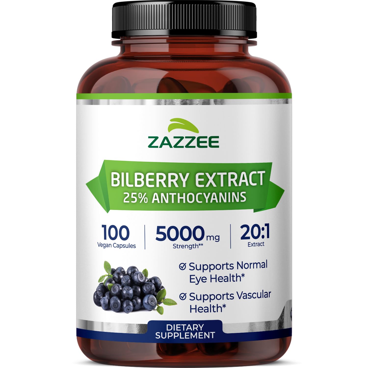 Zazzee Extra Strength Bilberry Extract bottle