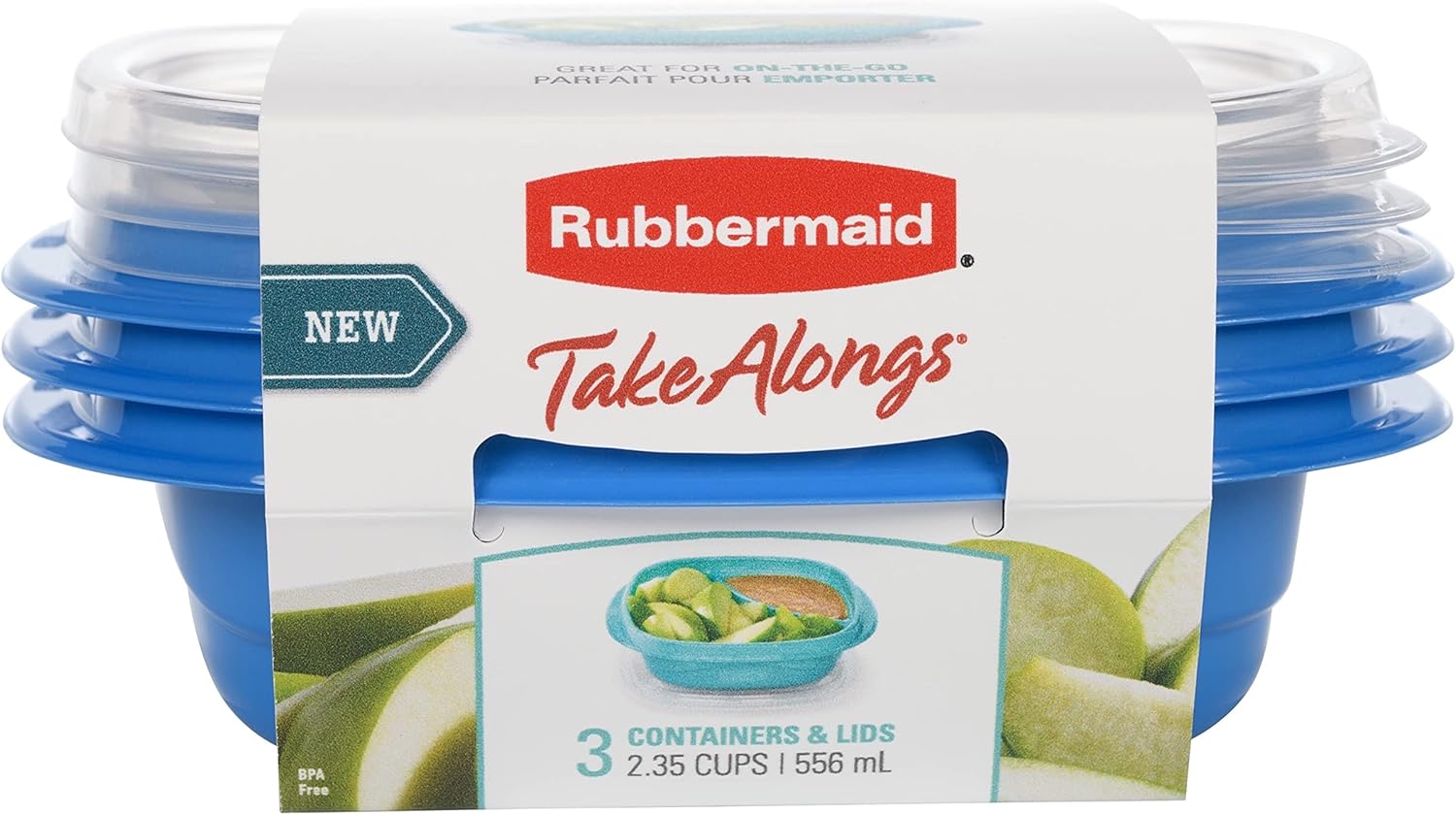 Rubbermaid 2115745 TakeAlongs Snack Food Storage OS 2.35C 3PK with Split