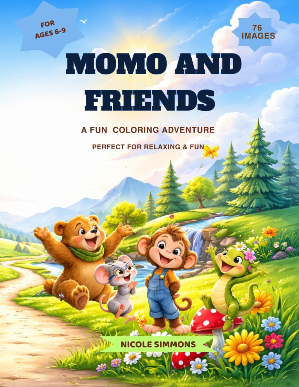 Momo and Friends Coloring Book for Kids Ages 6-9: A Fun and Relaxing Coloring Adventure with Cute Animals